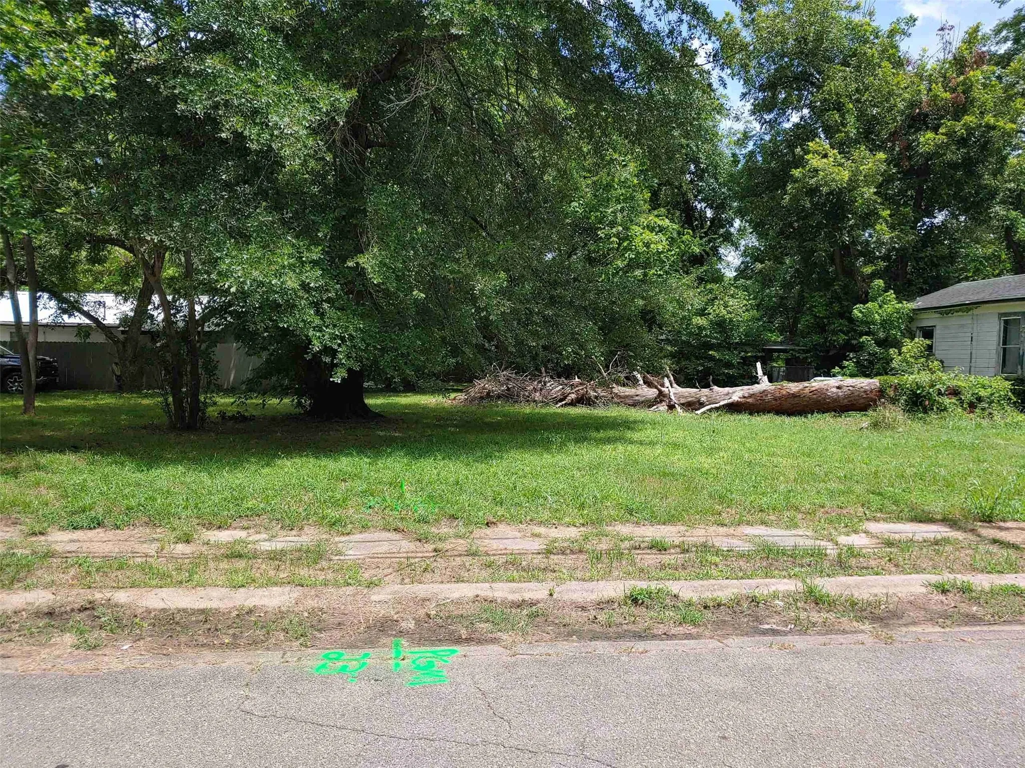 Interior lot with mature trees and lawn