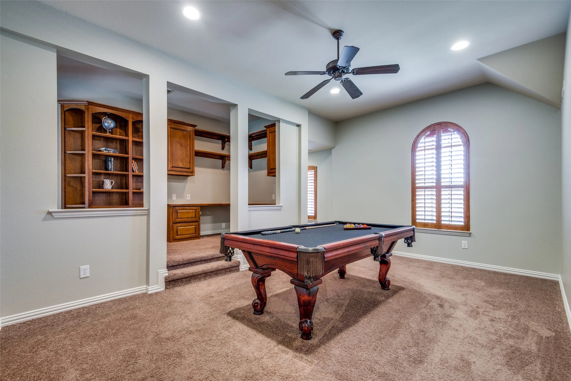 Versatile bonus room featuring a pool table and plush carpeting