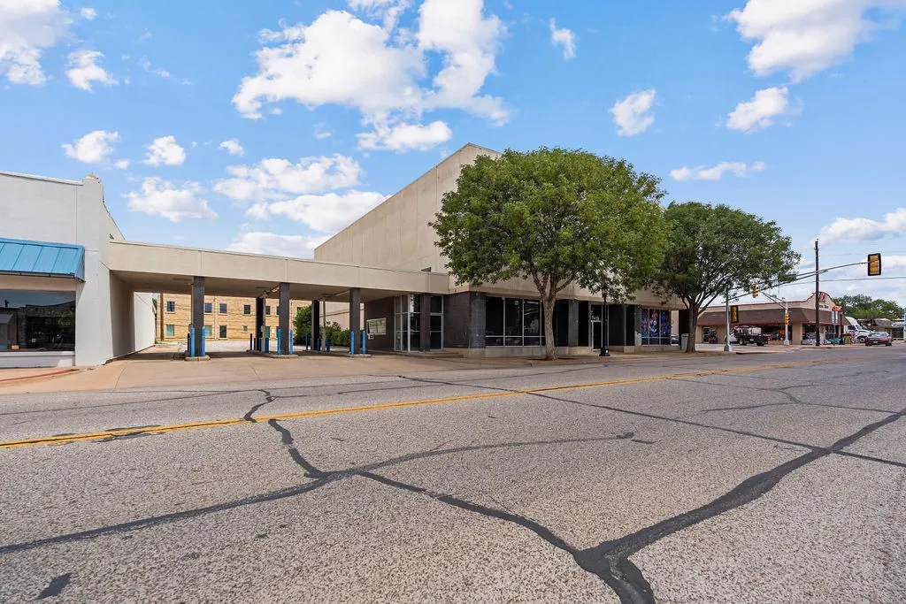 Commercial building with a covered drive-through feature
