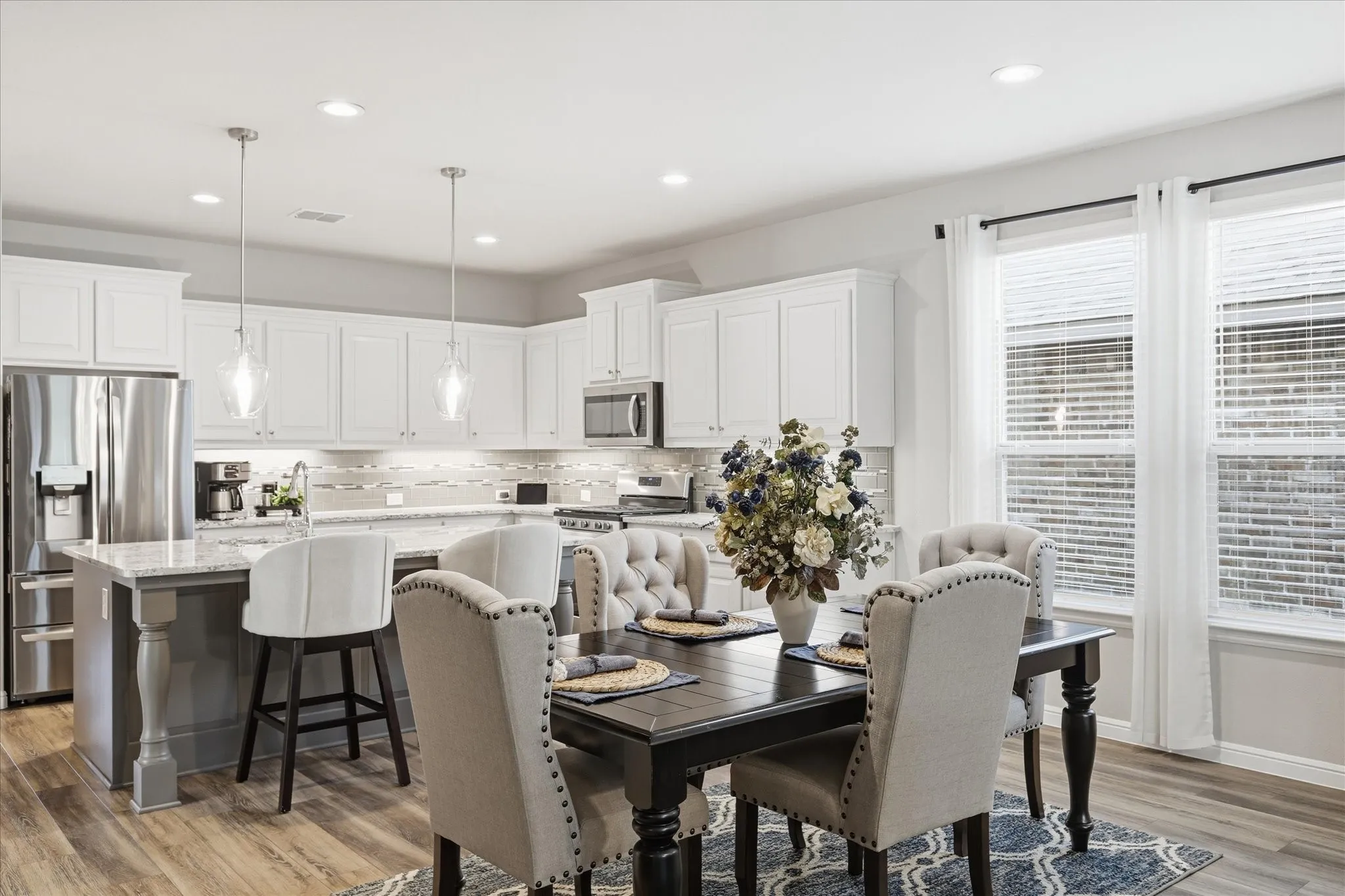 Light and bright with tall windows.