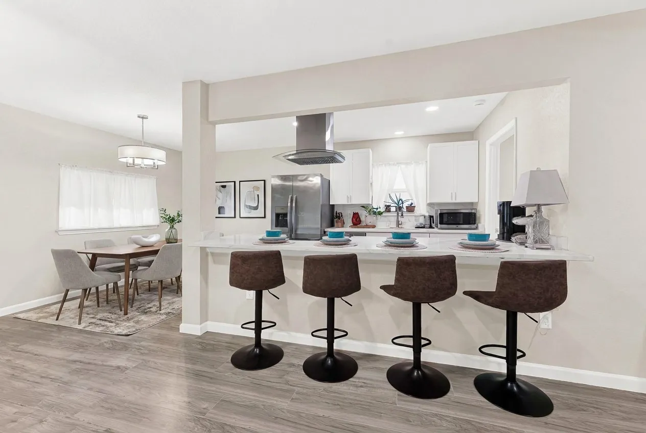Oversized breakfast bar -virtually staged