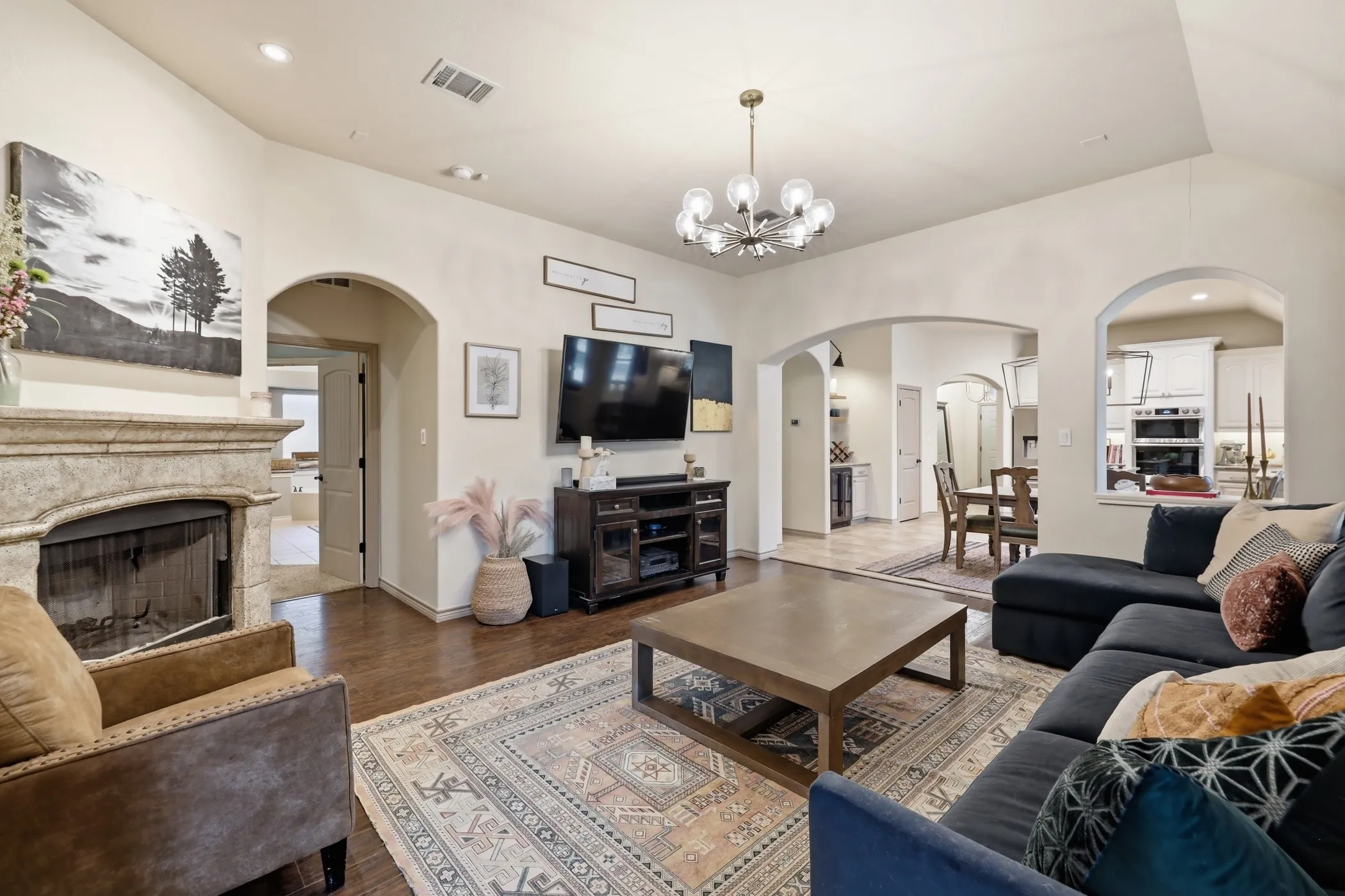 One of 2 fireplaces in this home.