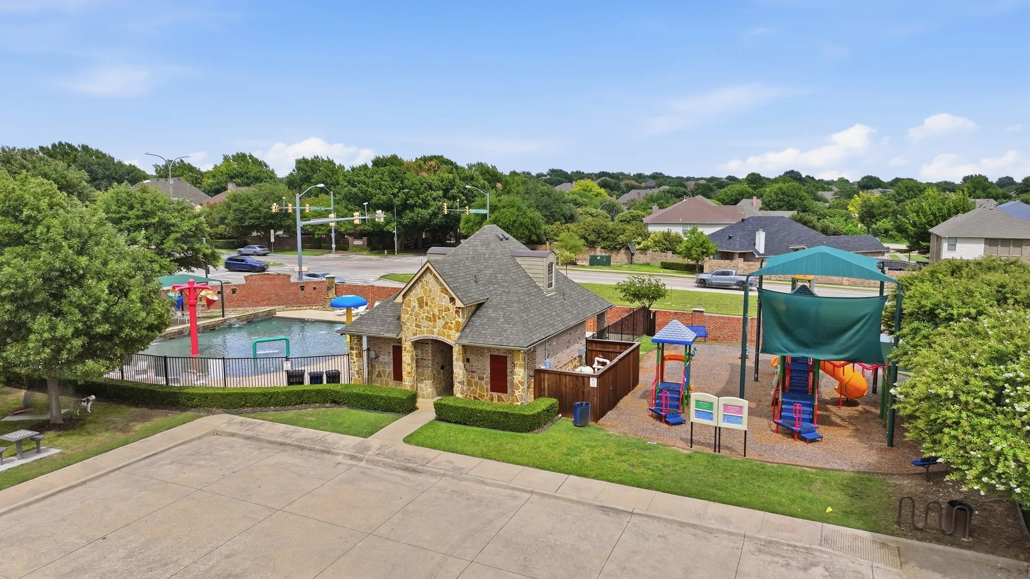 Community pool and park are caddy corner from house!