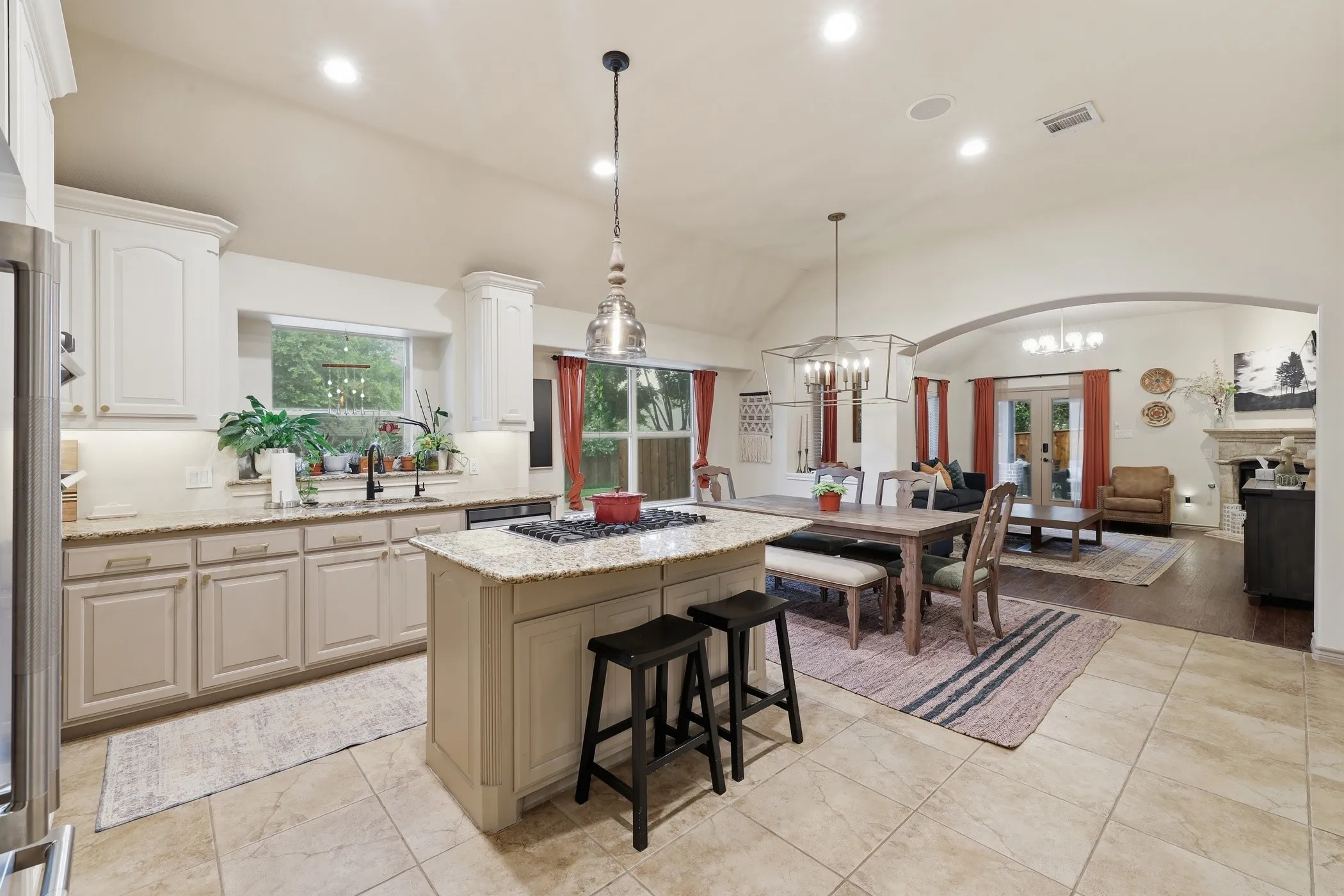 Open concept island kitchen.