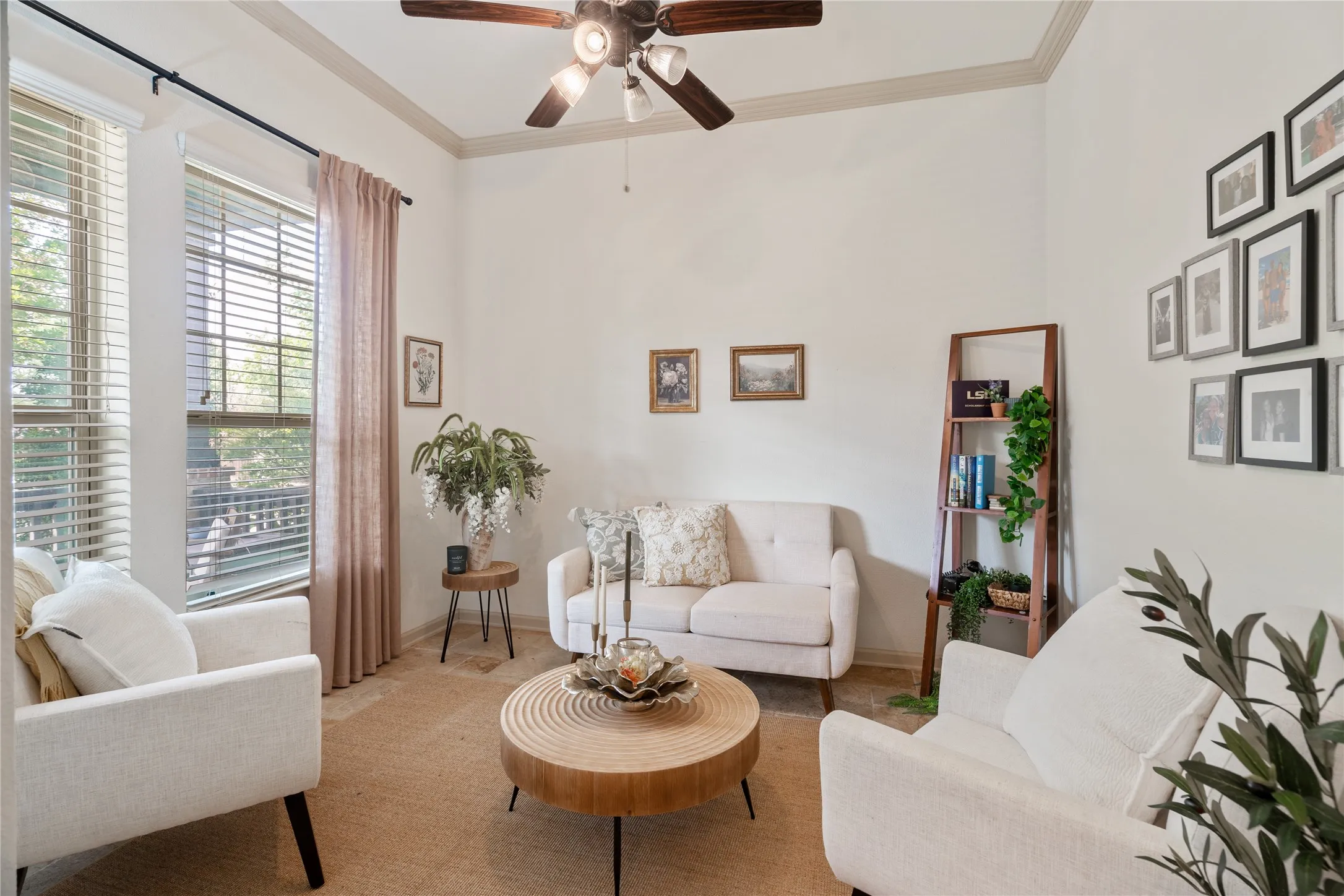 This bonus room aka fourth bedroom or office offers a great seating area with view of the front porch.