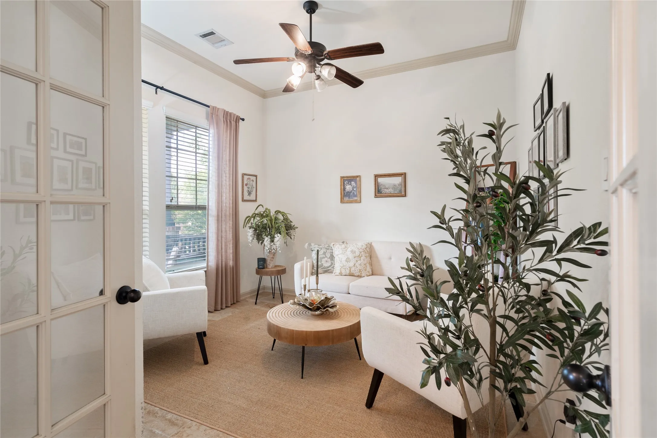 Just off the entry through double French doors is your flex room, 4th bedroom or sitting area.
