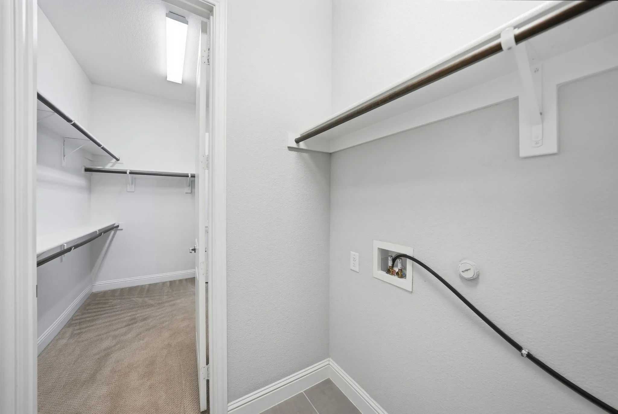 Laundry connects Primary closet