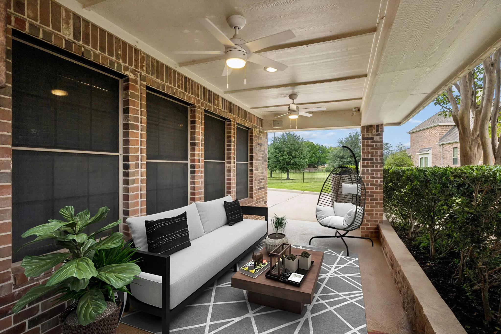 This patio is off the laundry room and accessible from the side drive as ell