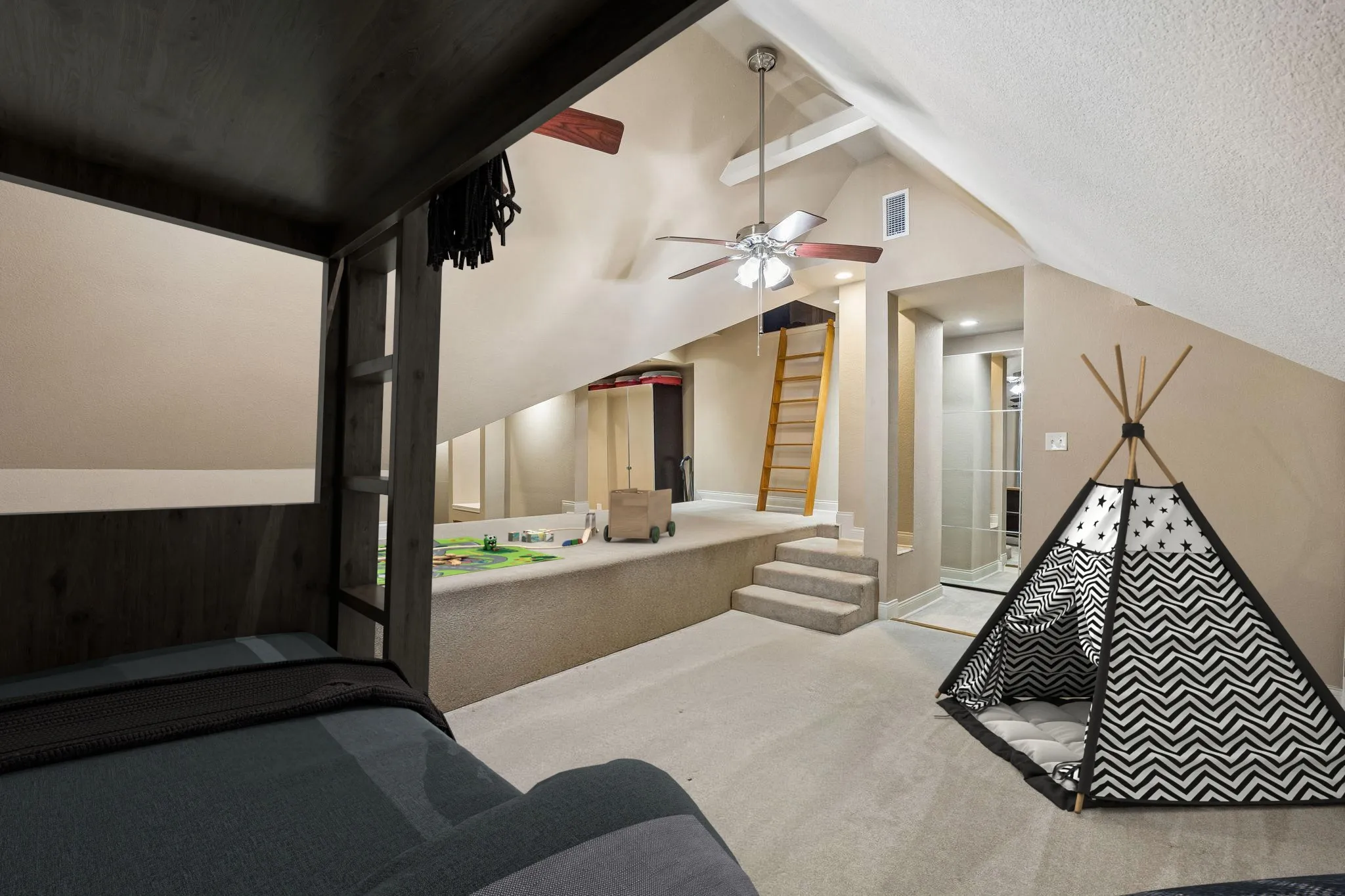 In addition to the space shown, there is a walk in storage closet, a wall of mirrored storage and a cedar closet!