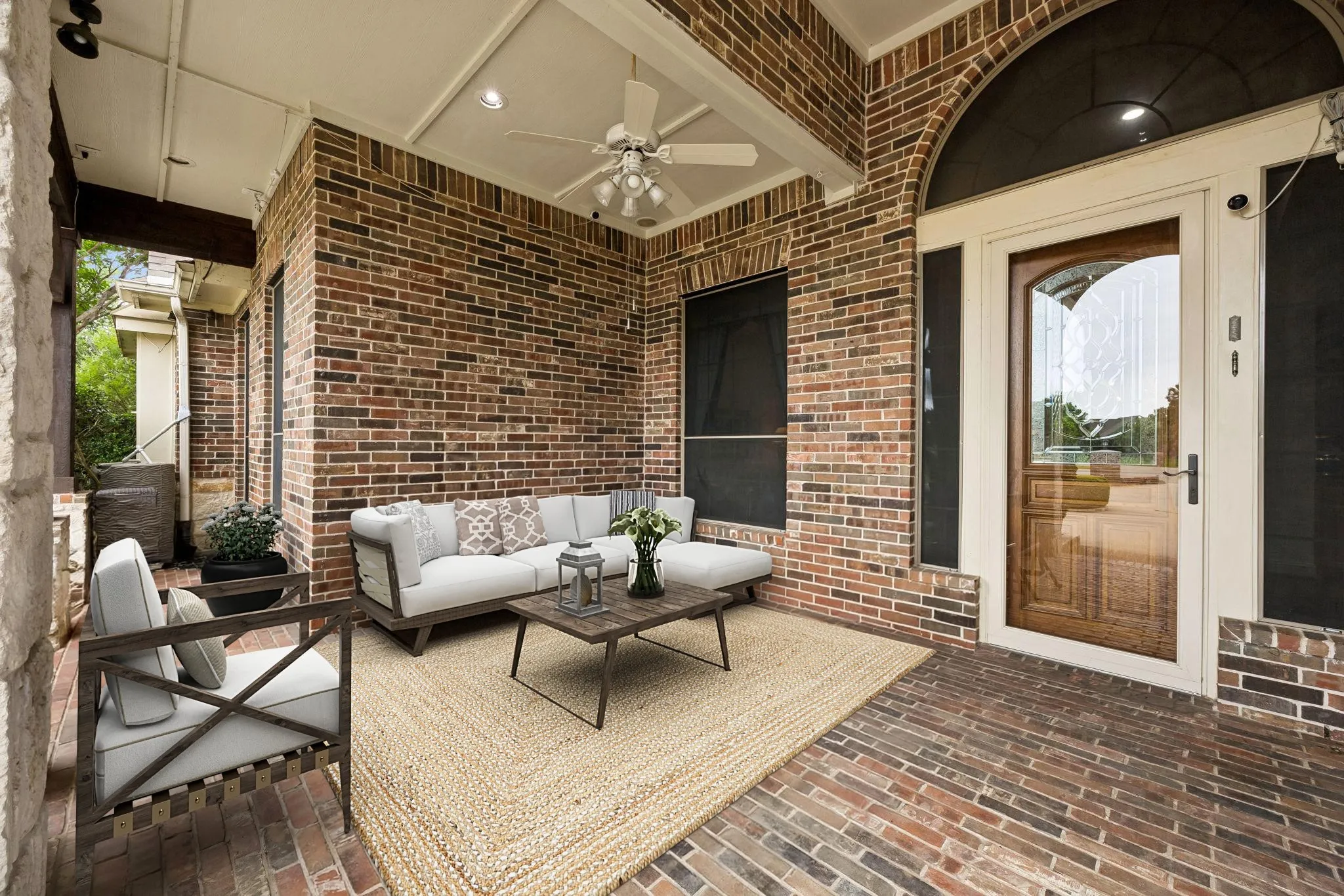 Greet visitors on this spacious brick front porch.
Enjoy outdoor living and be engaged with the
neighborhood.