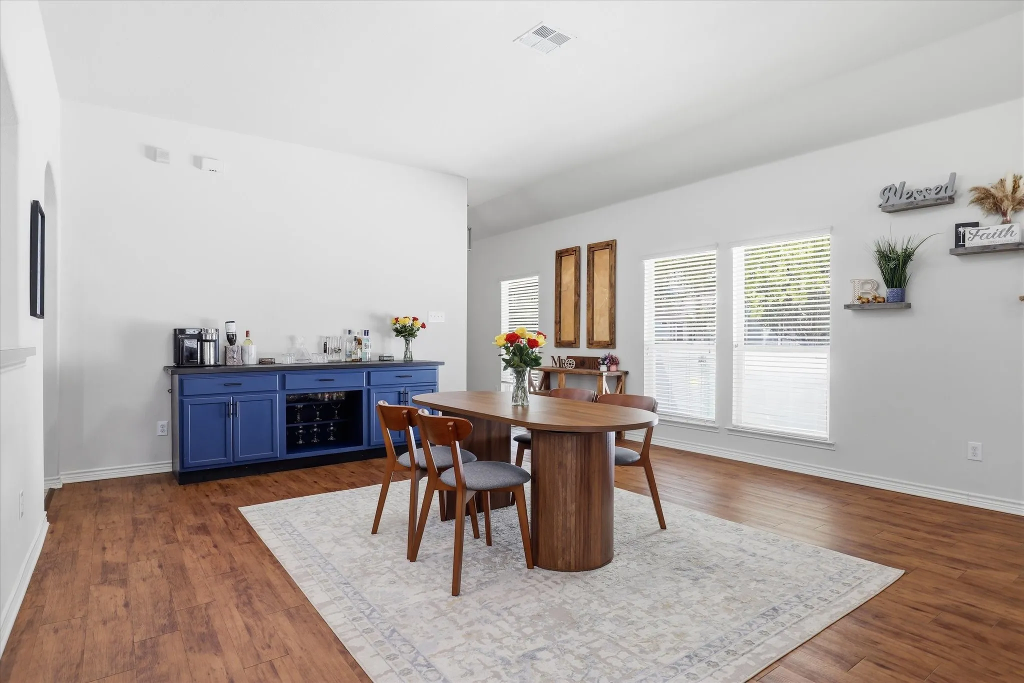 Custom made hutch in dinning area
