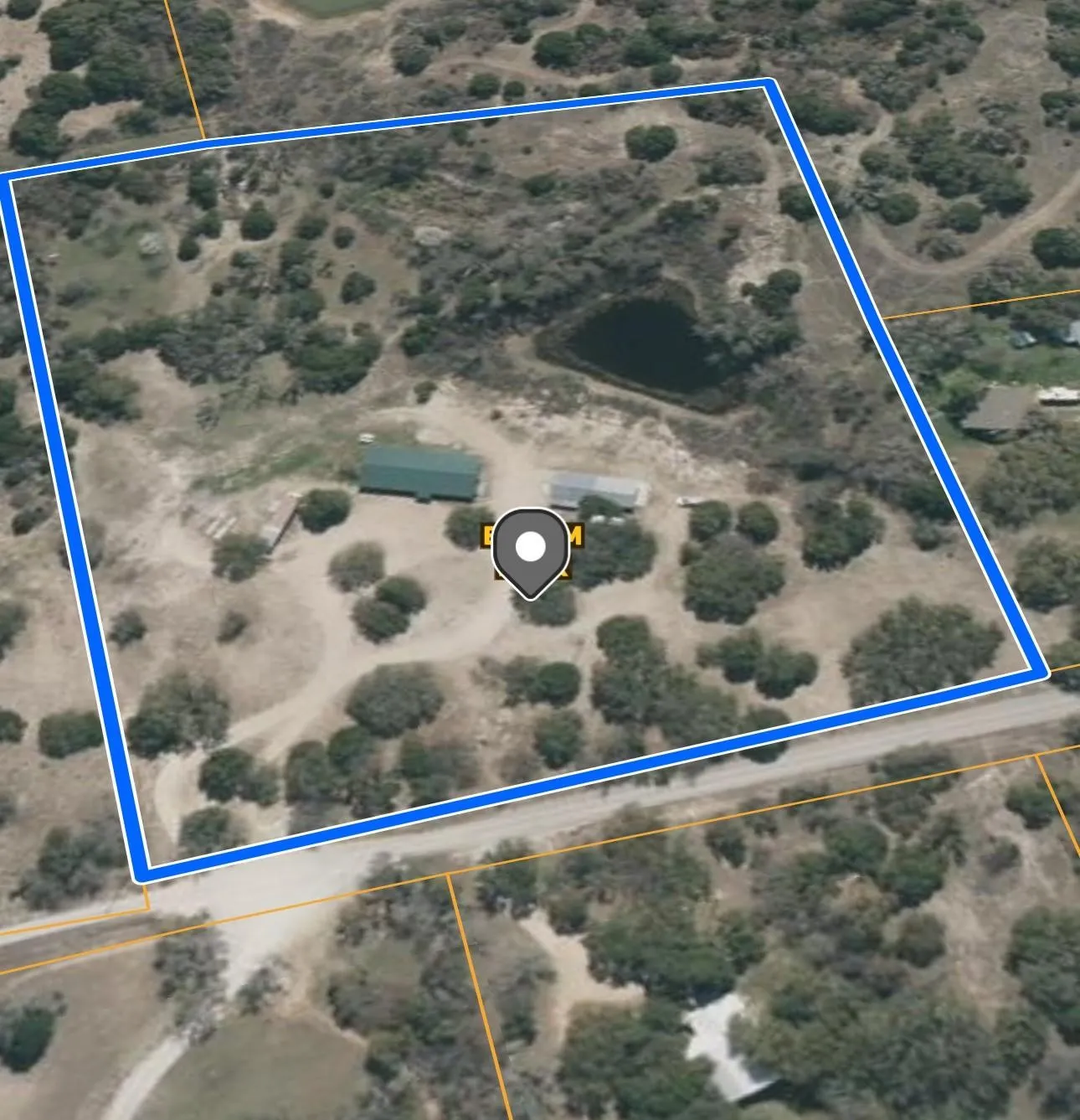 Aerial Property Boundary Map. Illustrating the defined perimeter of the property