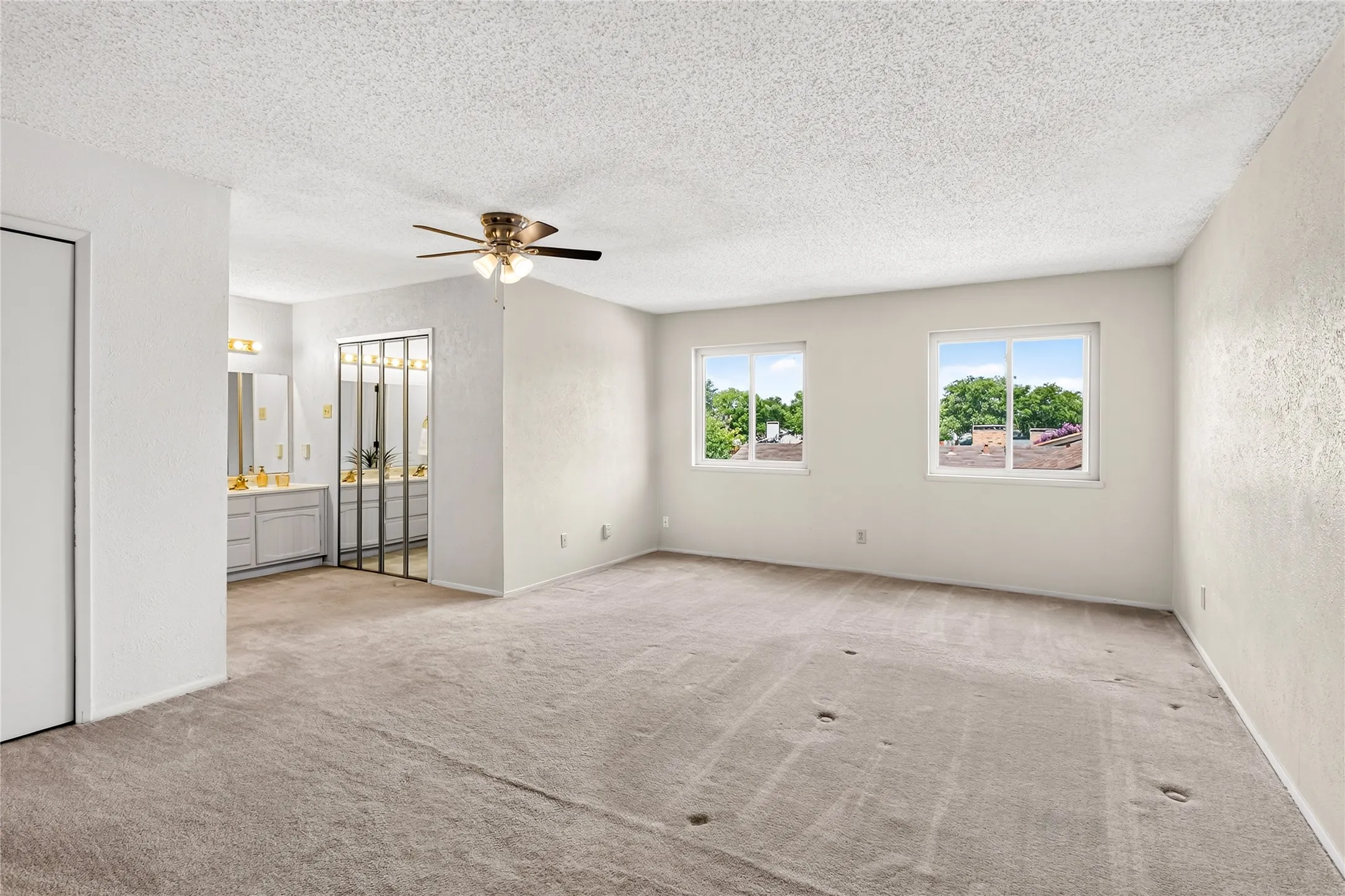 View from door of primary bedroom.