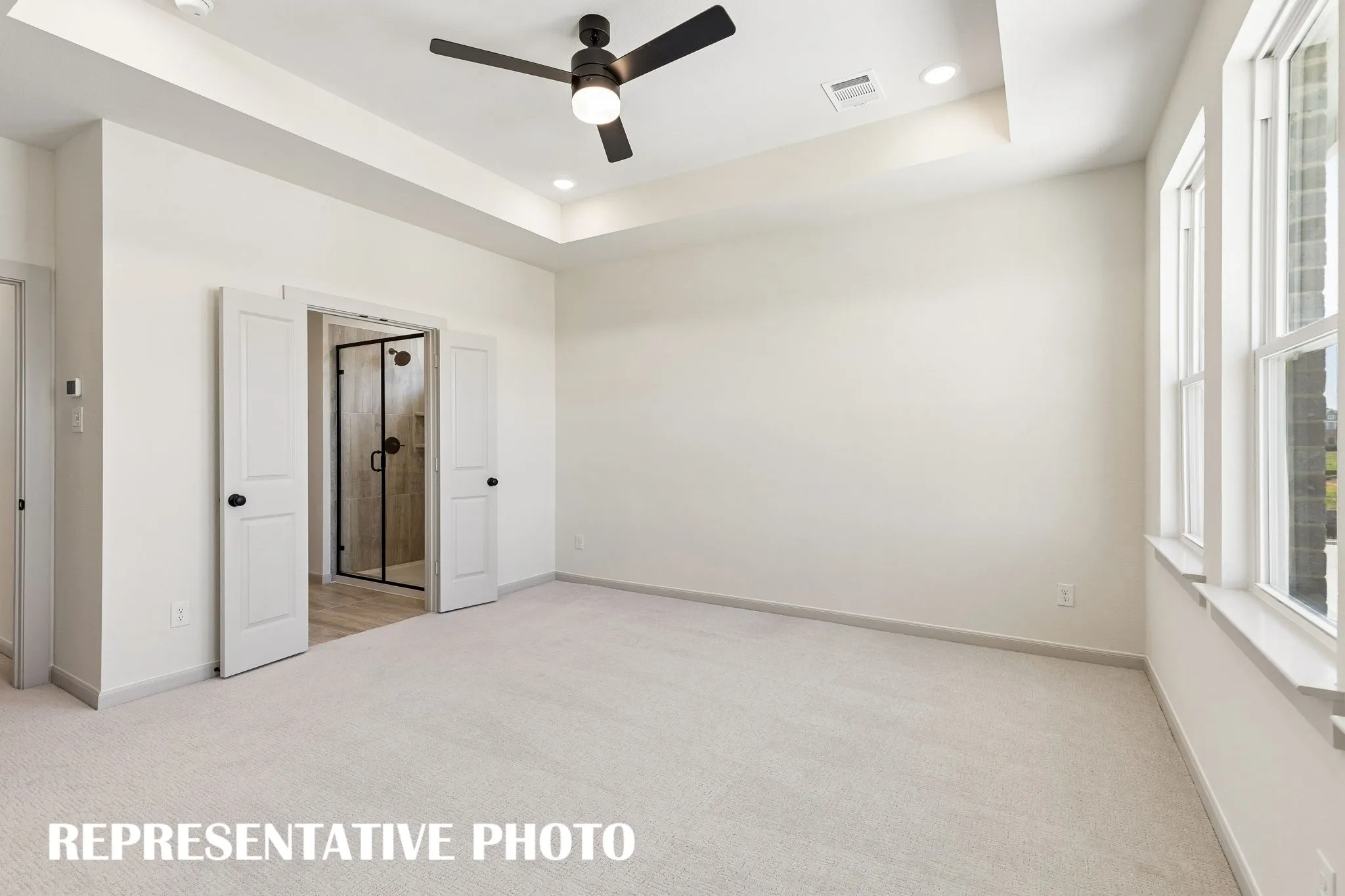 This peaceful and relaxing owner's suite was designed for rest and relaxation.  REPRESENTATIVE PHOTO