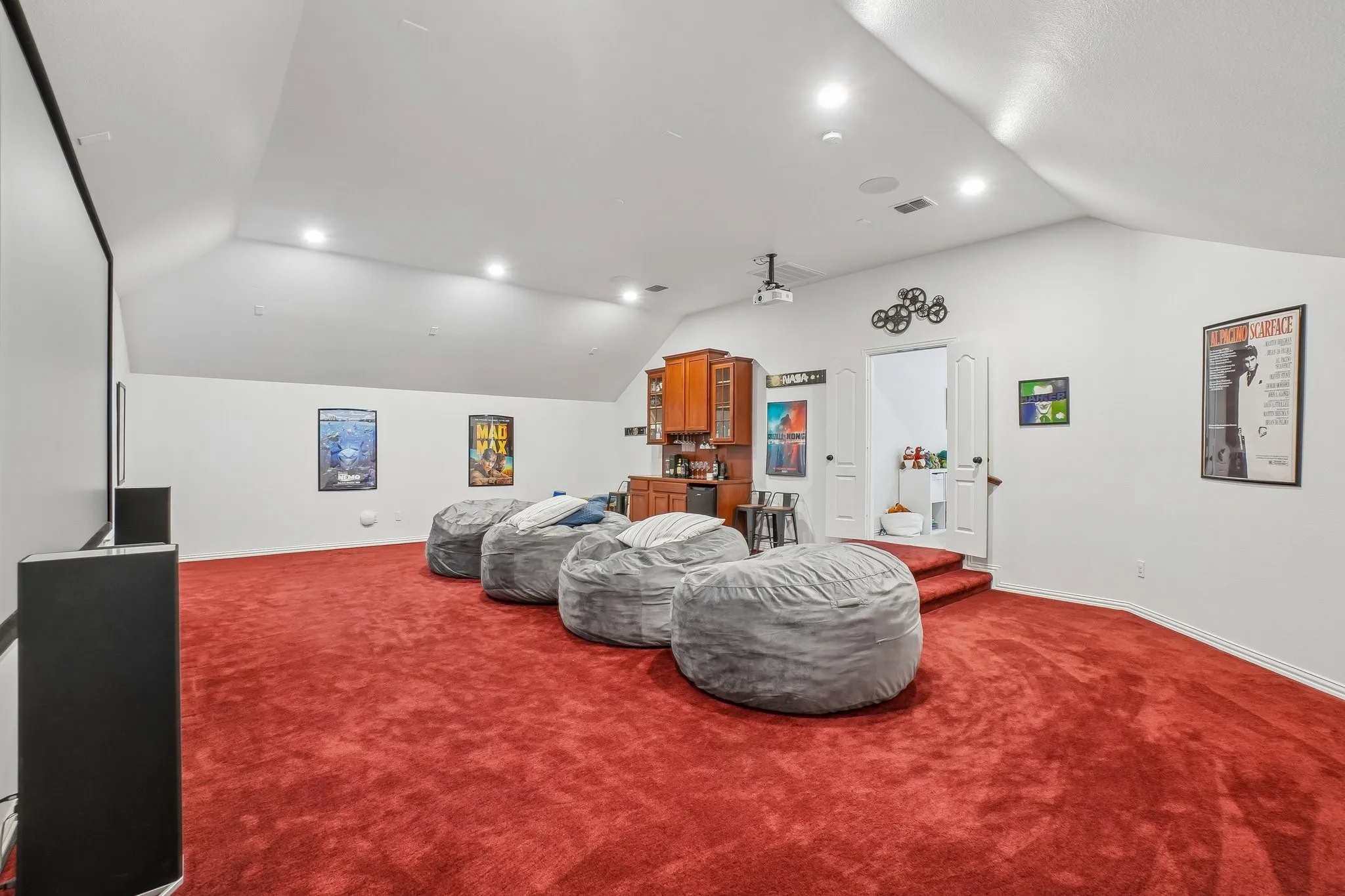 Media room with large screen & projector