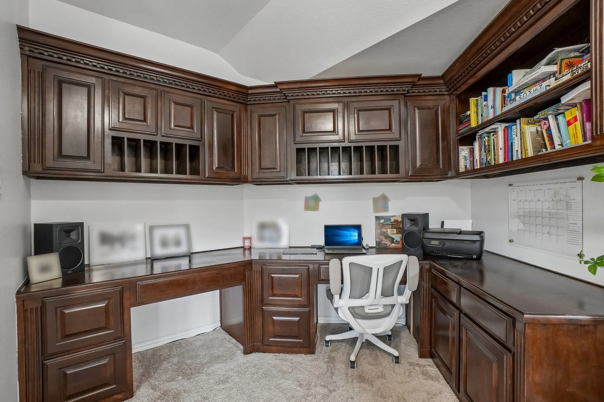 Office with built in cabinets