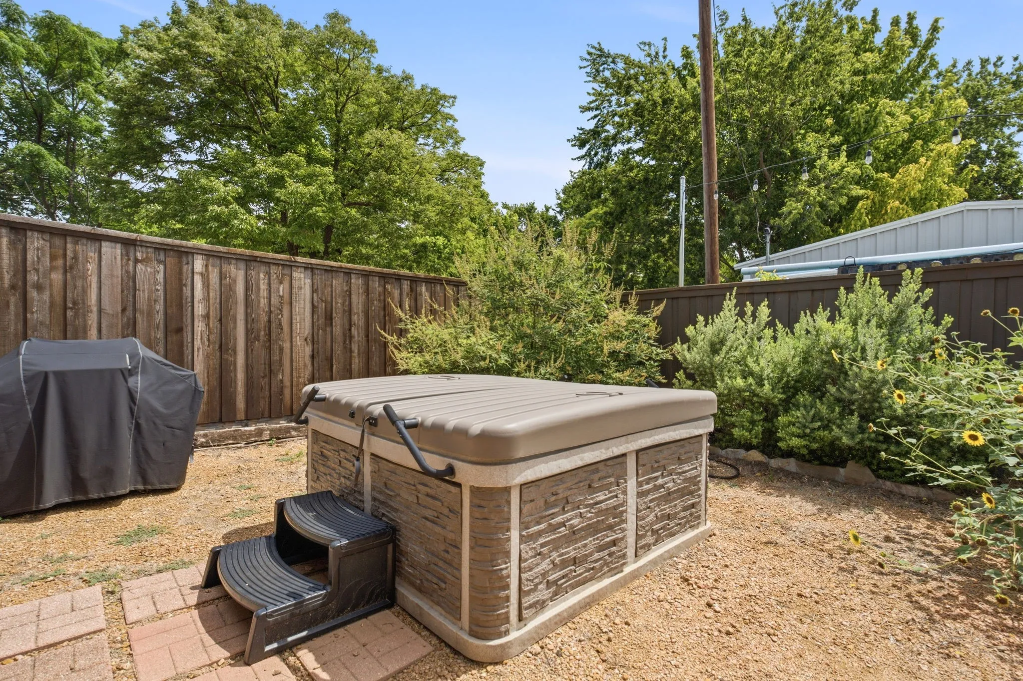backyard w new spa.