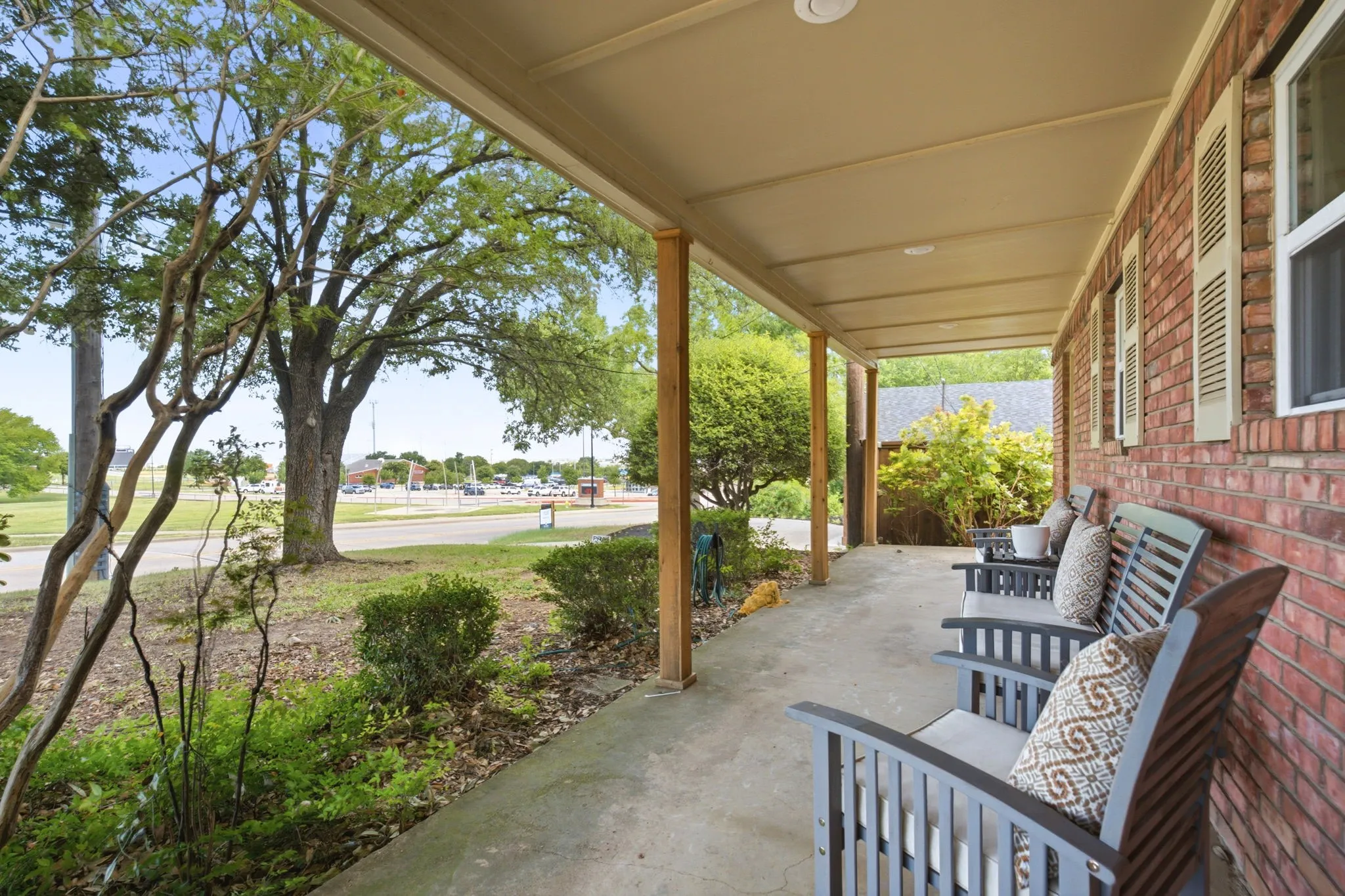 expansive front porch facing west