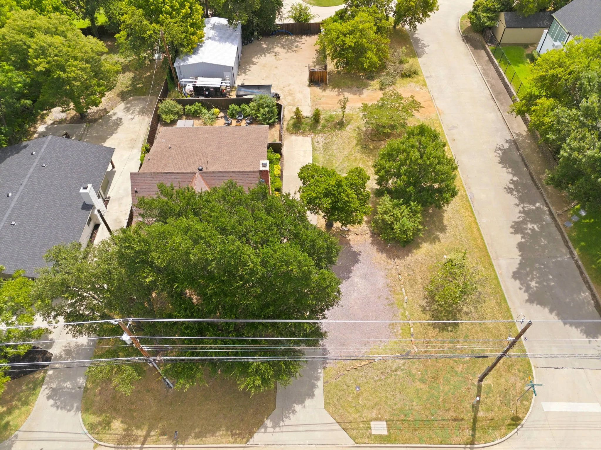 overhead view of property showing lots and shop