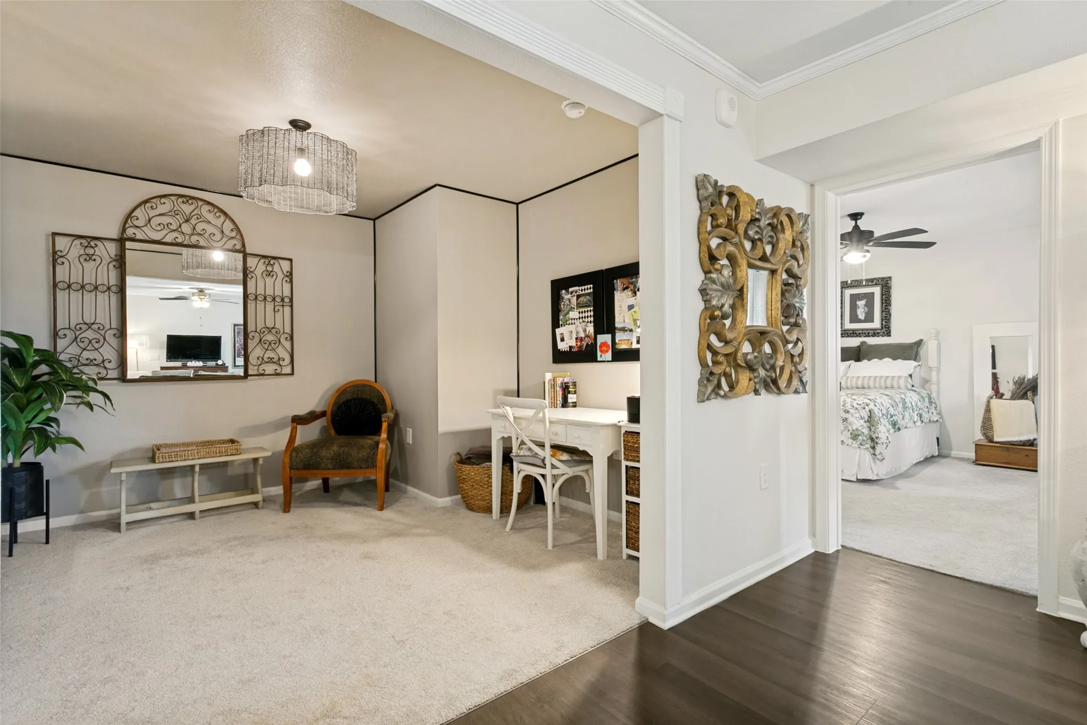 This den space is a true flex room. It can be used as an office or reading room.