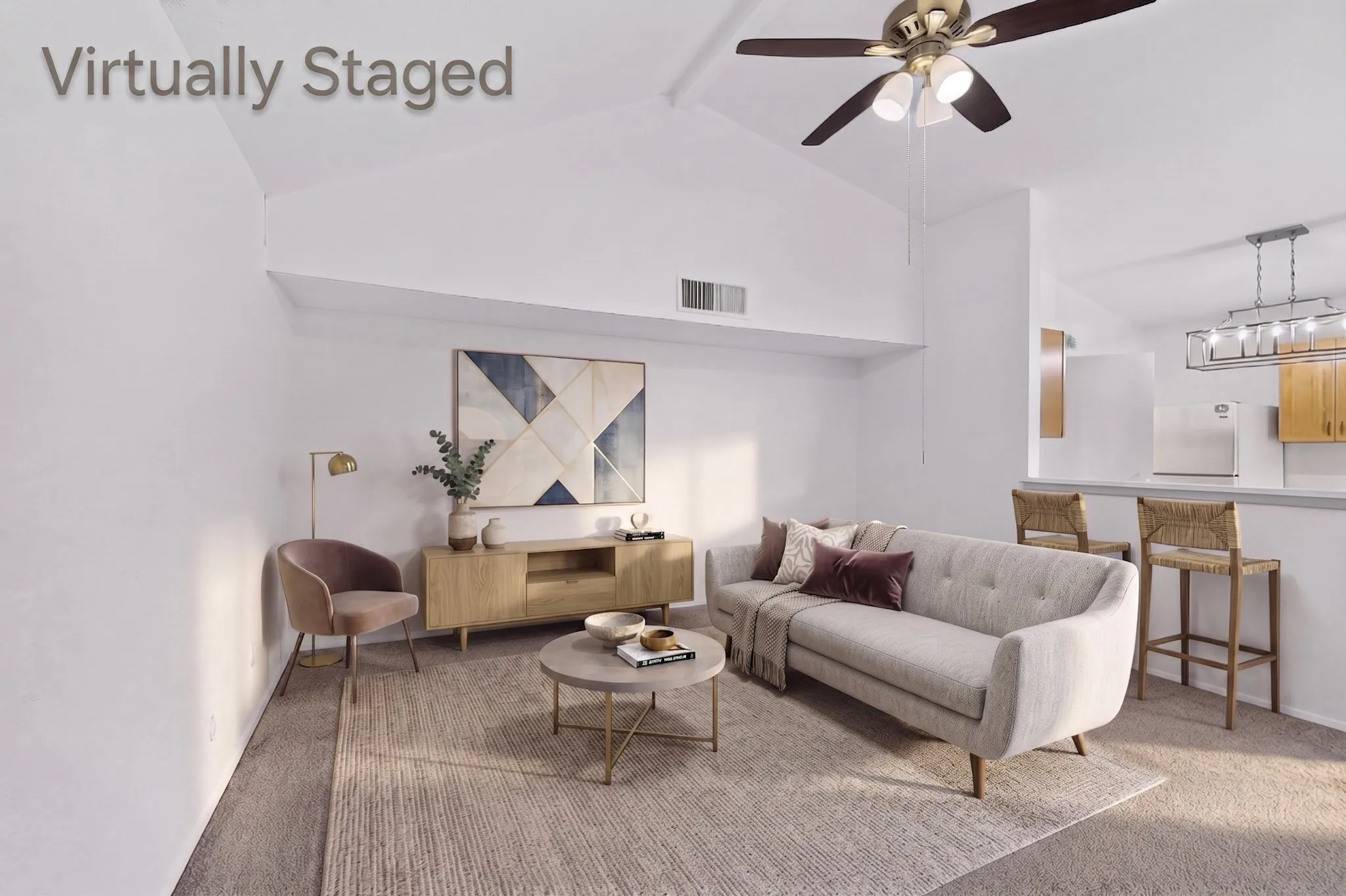 Virtually staged living room