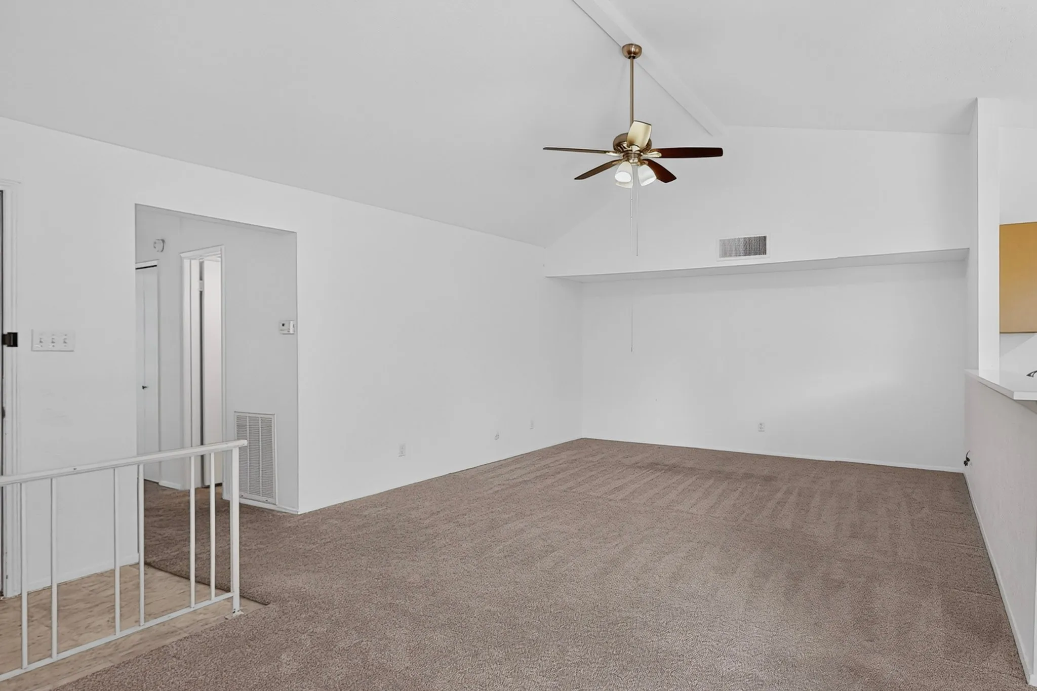 Vaulted ceiling in living room