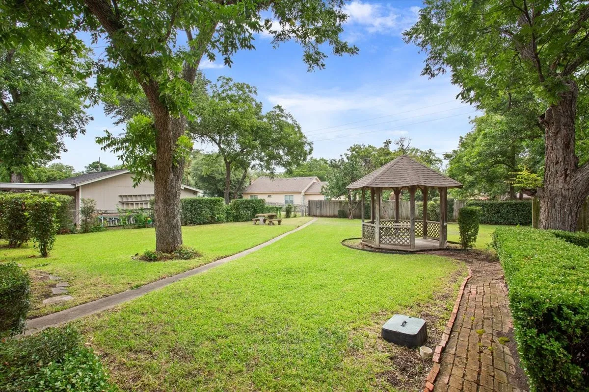 View of backyard and gazebo