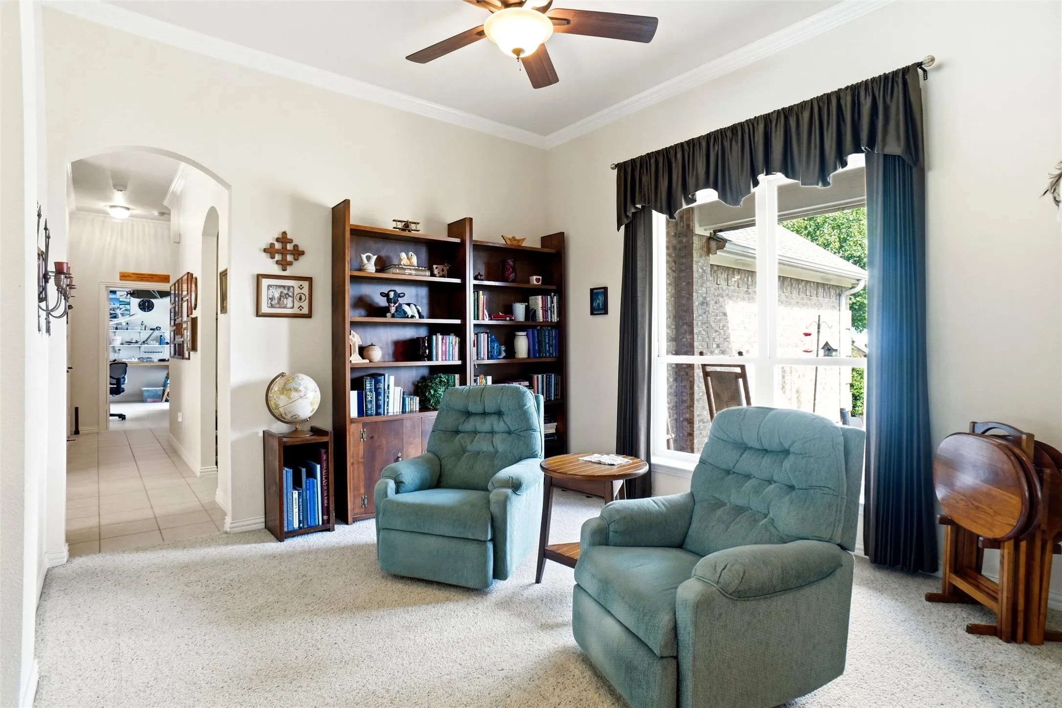 Front living space for home office or reading nook