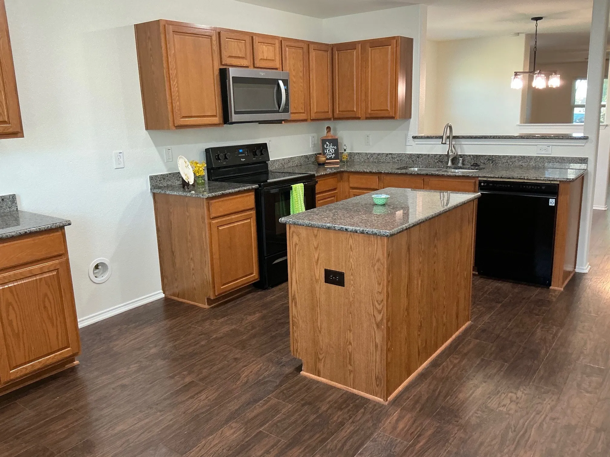 Kitchen island has electric outlet