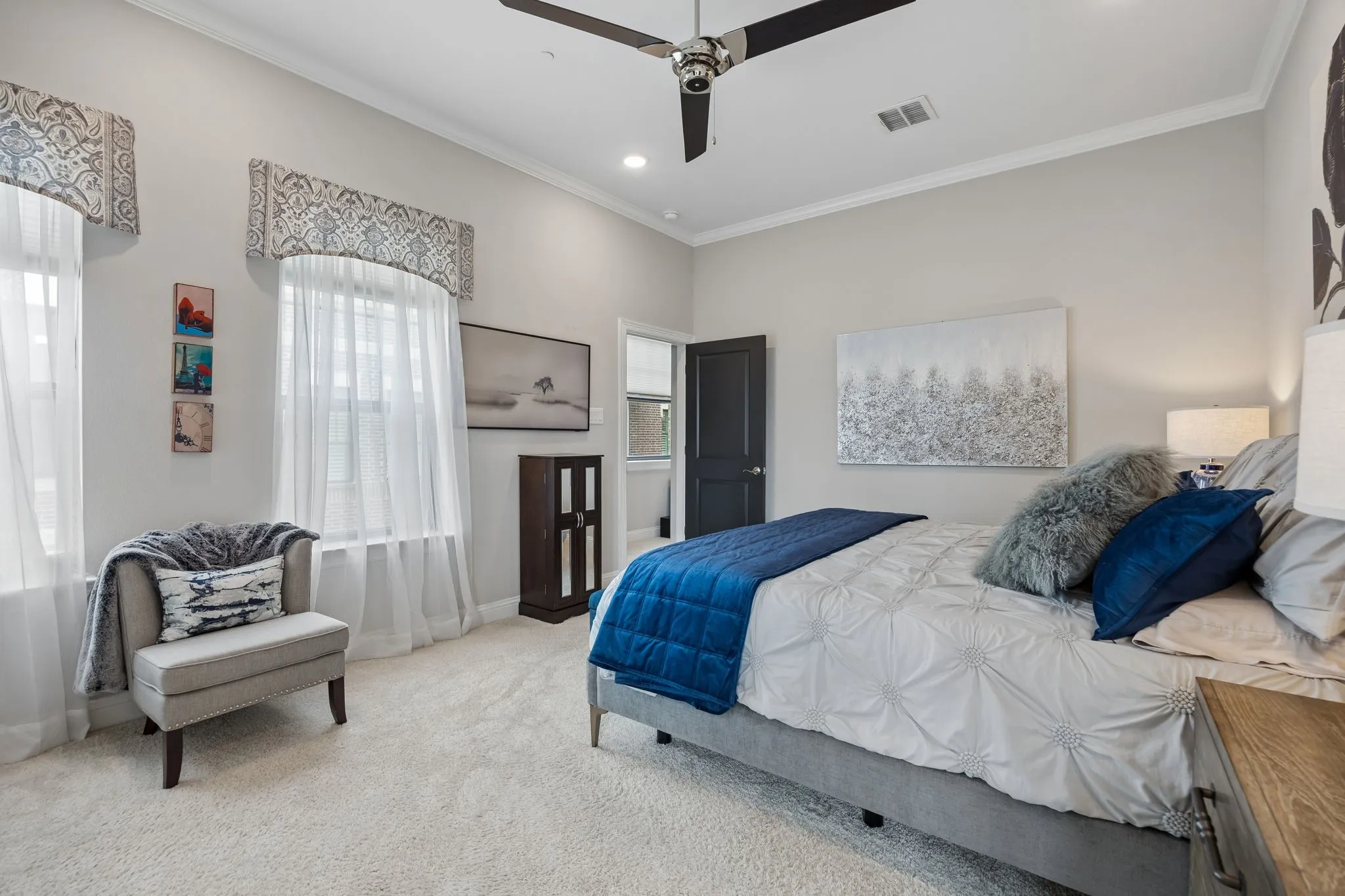 Guest bedroom with lots of natural light