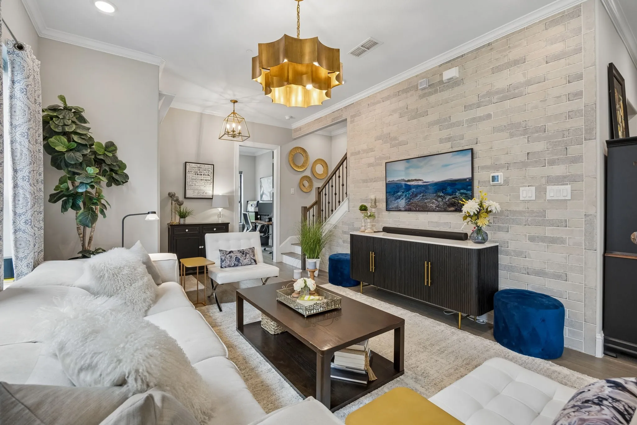 Designer accent wall adds texture and style