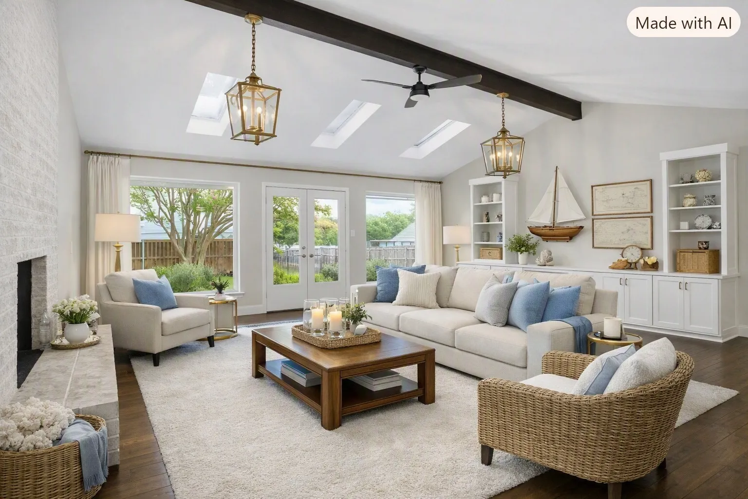 Living area, virtually staged.