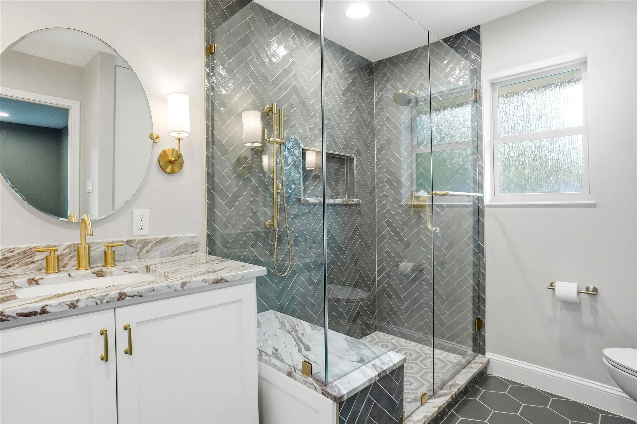Wonderful walk-in shower in primary bath!