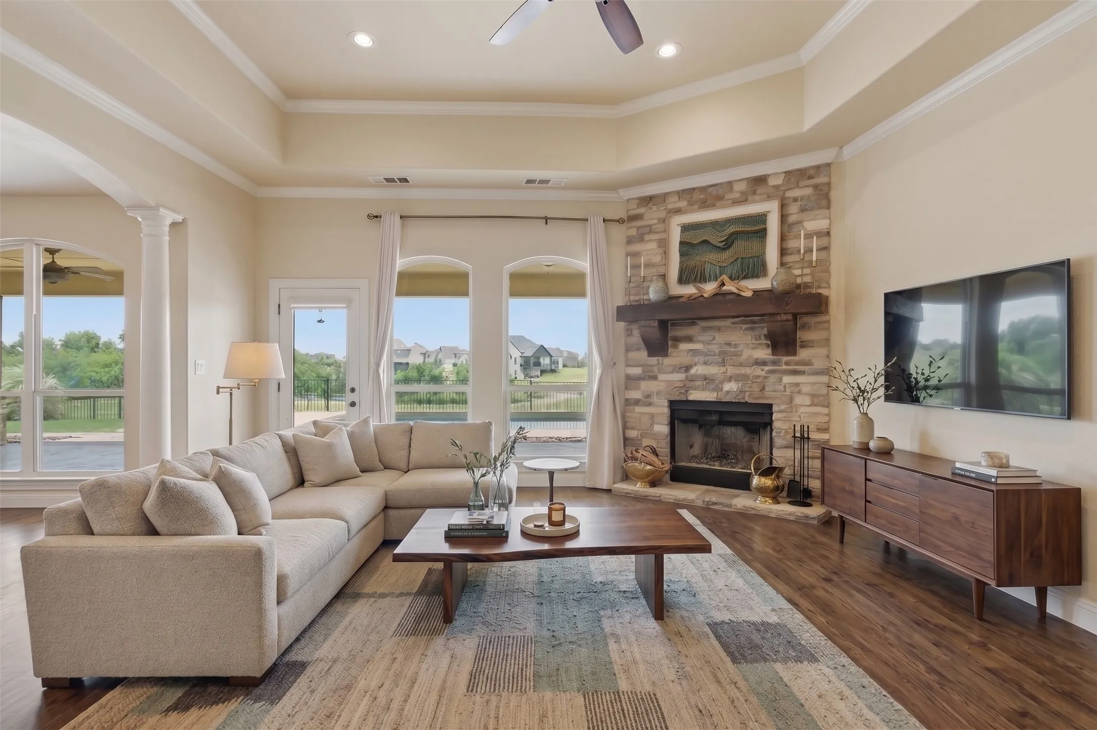 Living room virtually staged