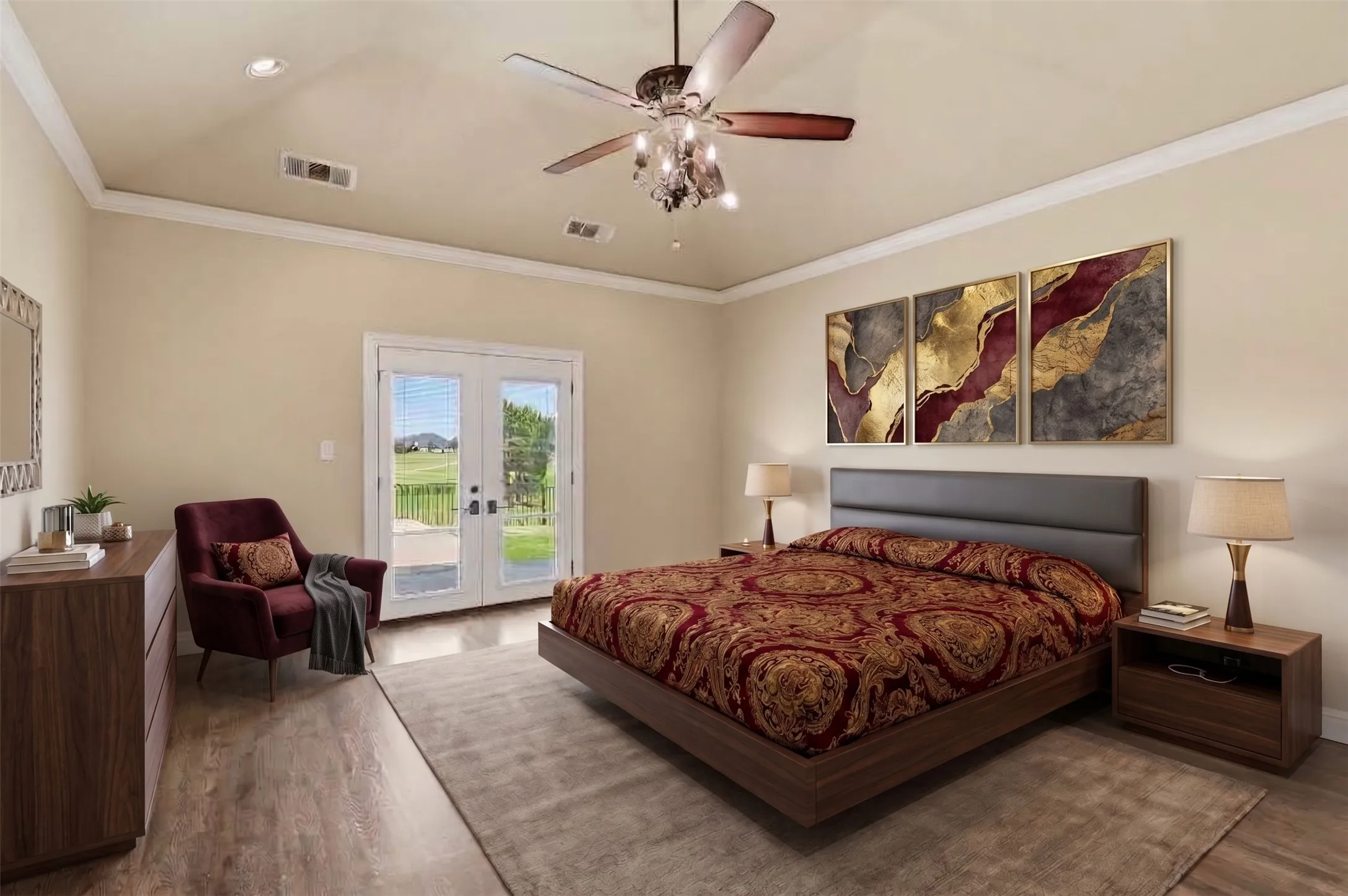 Primary bedroom virtually staged