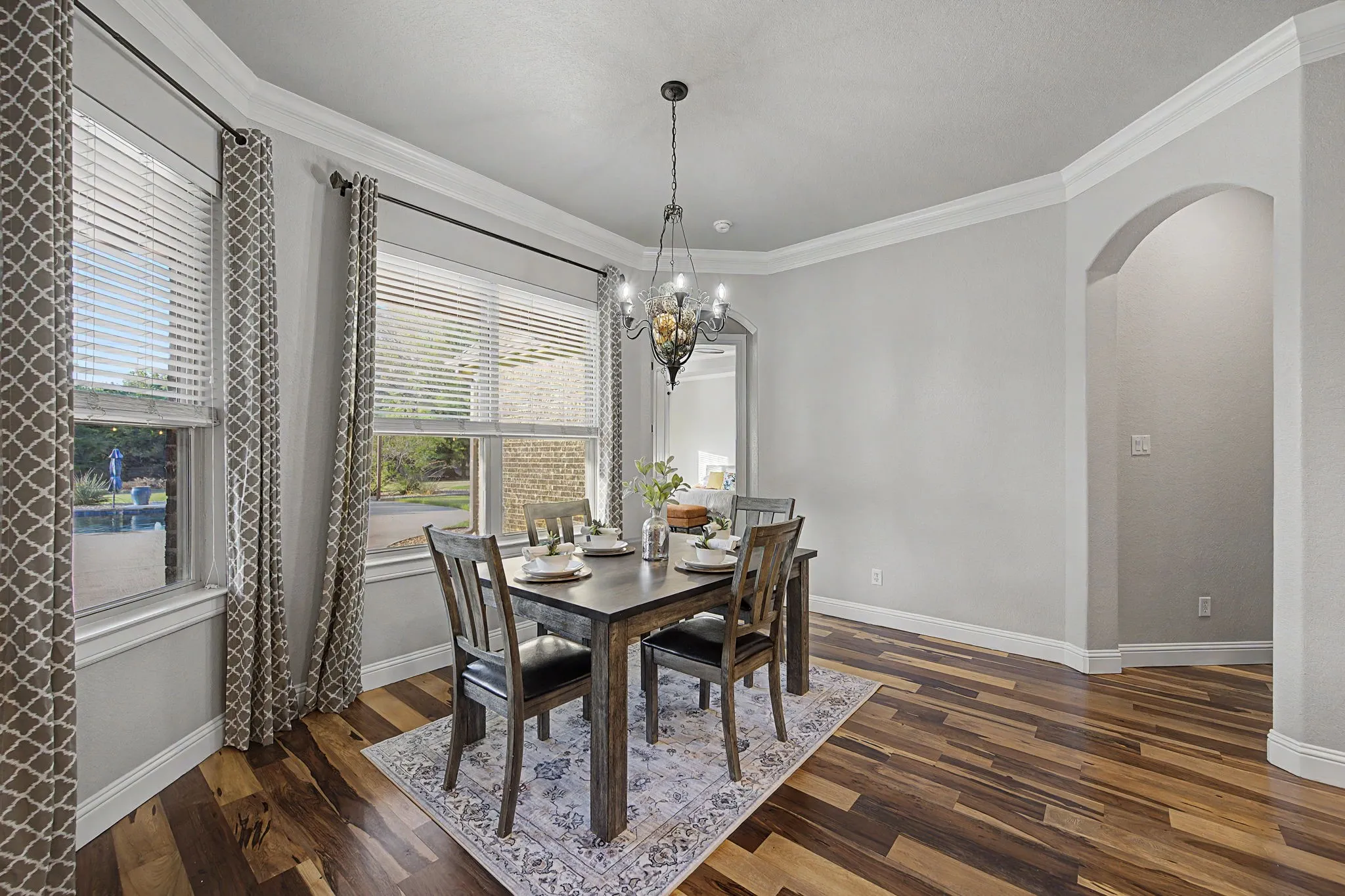 Spacious dining area with updated finishes and convenient access to the kitchen and main living spaces.
