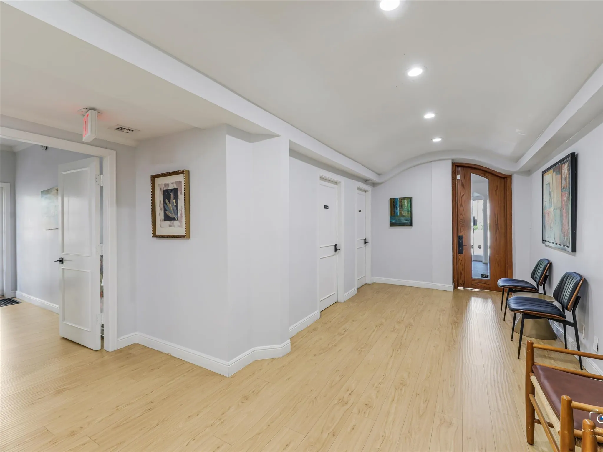 Looking back to the front door.  A door with a code separates the foyer and lobby.