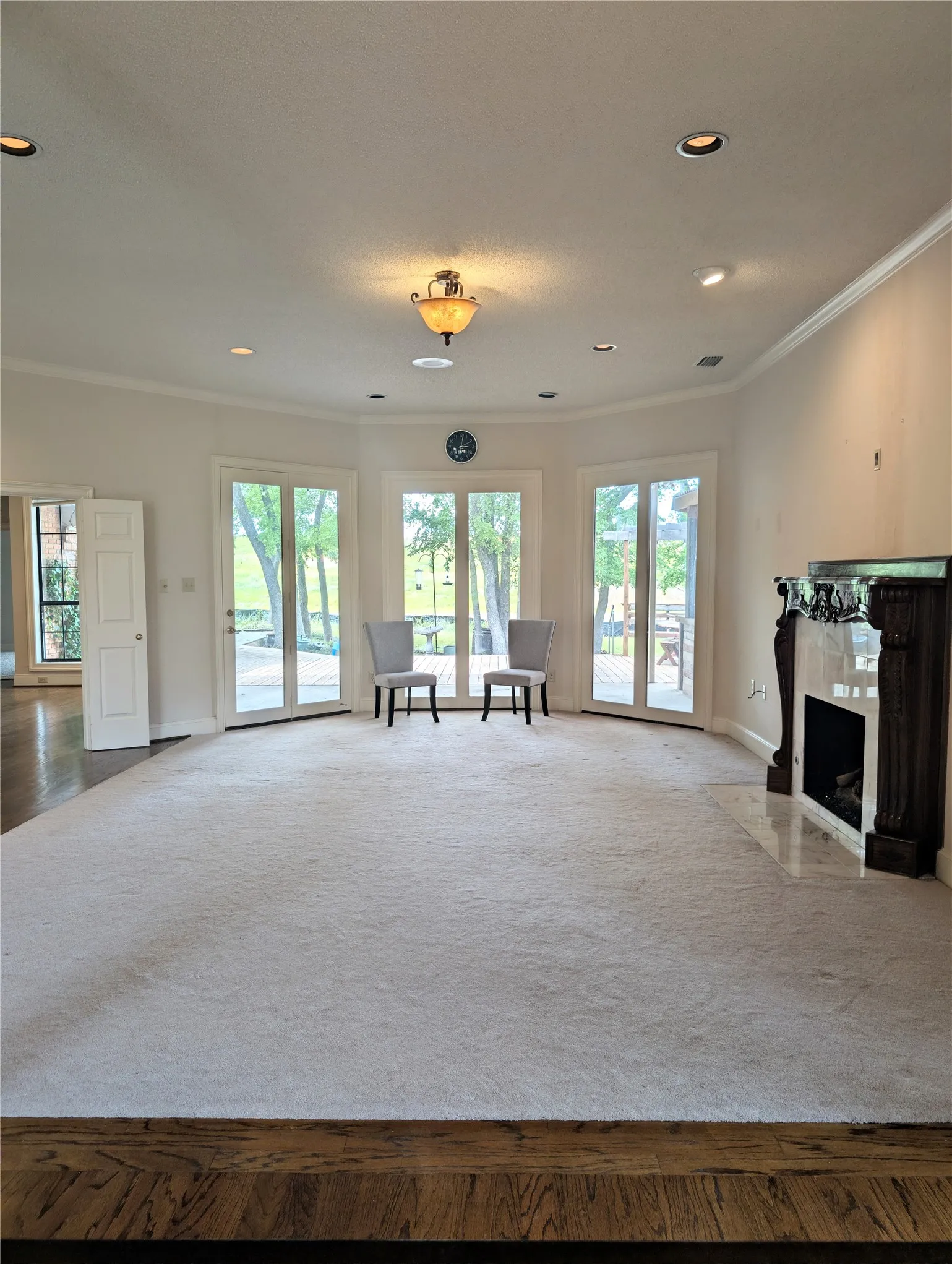 Massive formal living room overlooking the beautiful backyard