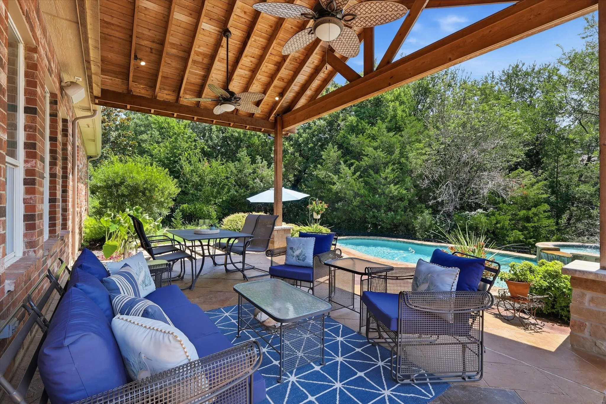 relax on this covered patio