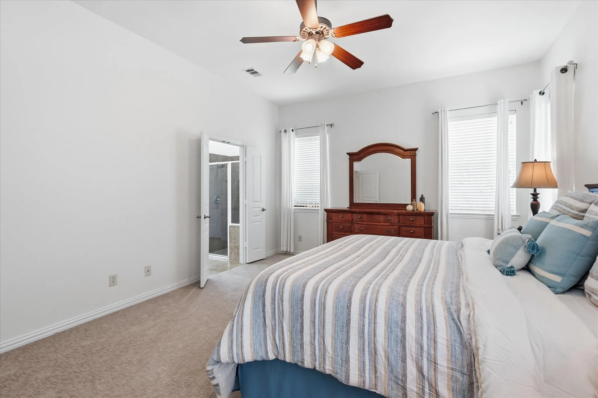 Primary bedroom on the first floor with privacy