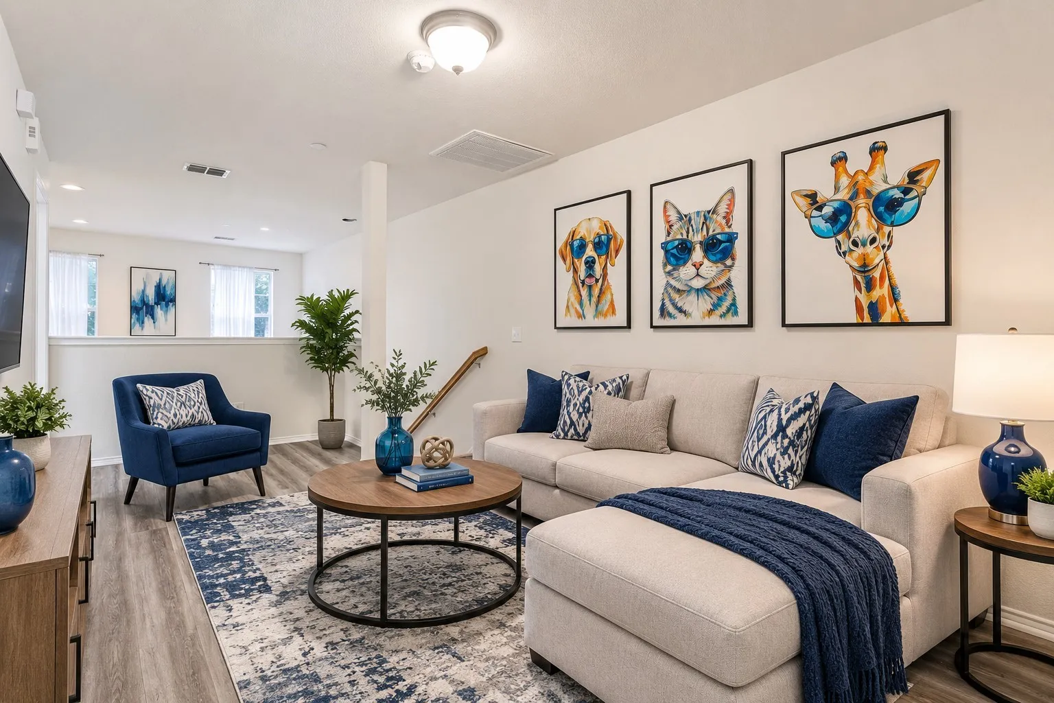 Virtually Staged Upstairs Living Area