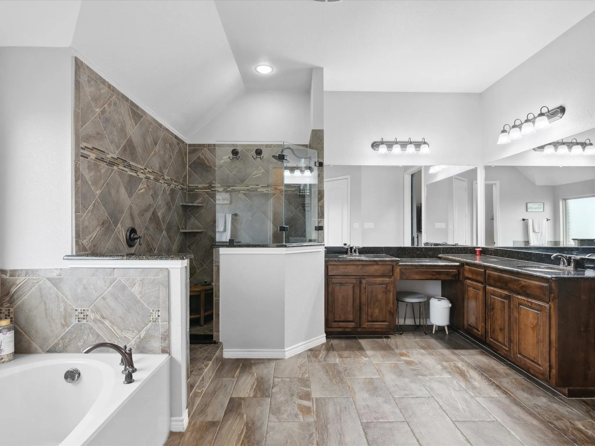Another view of the soaking tub and walk-in shower
