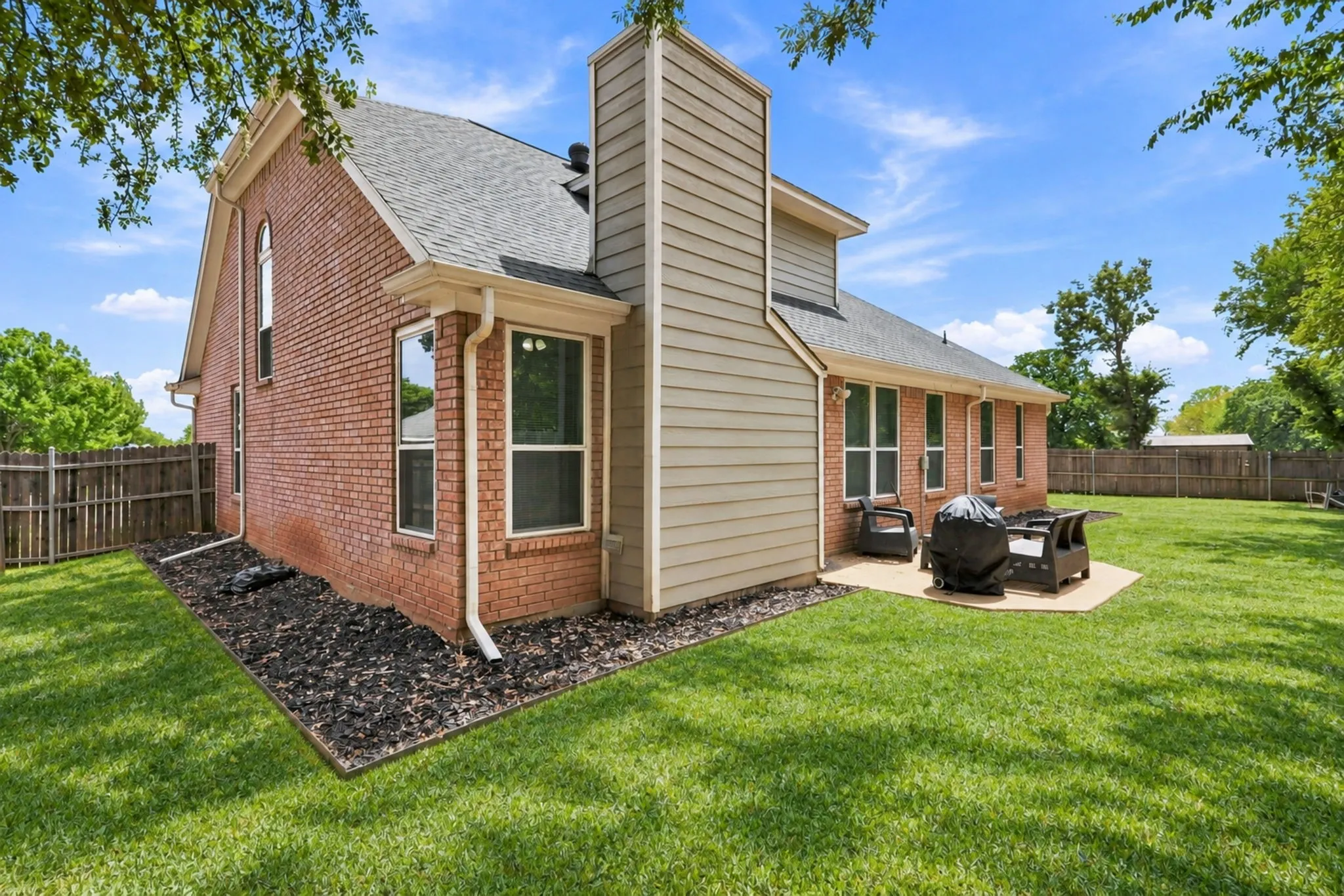 Brick exterior with a gabled roof
