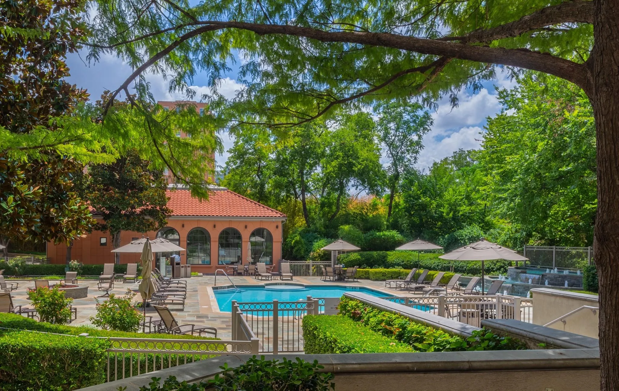 Gorgeous grounds with lovely trees.