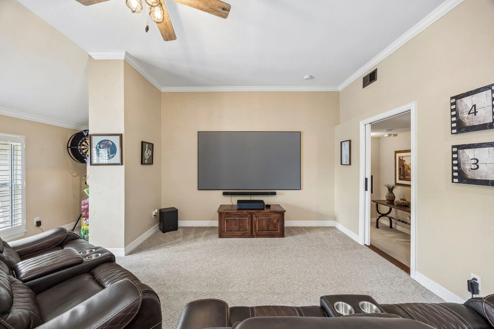 Game room with built in media equipment