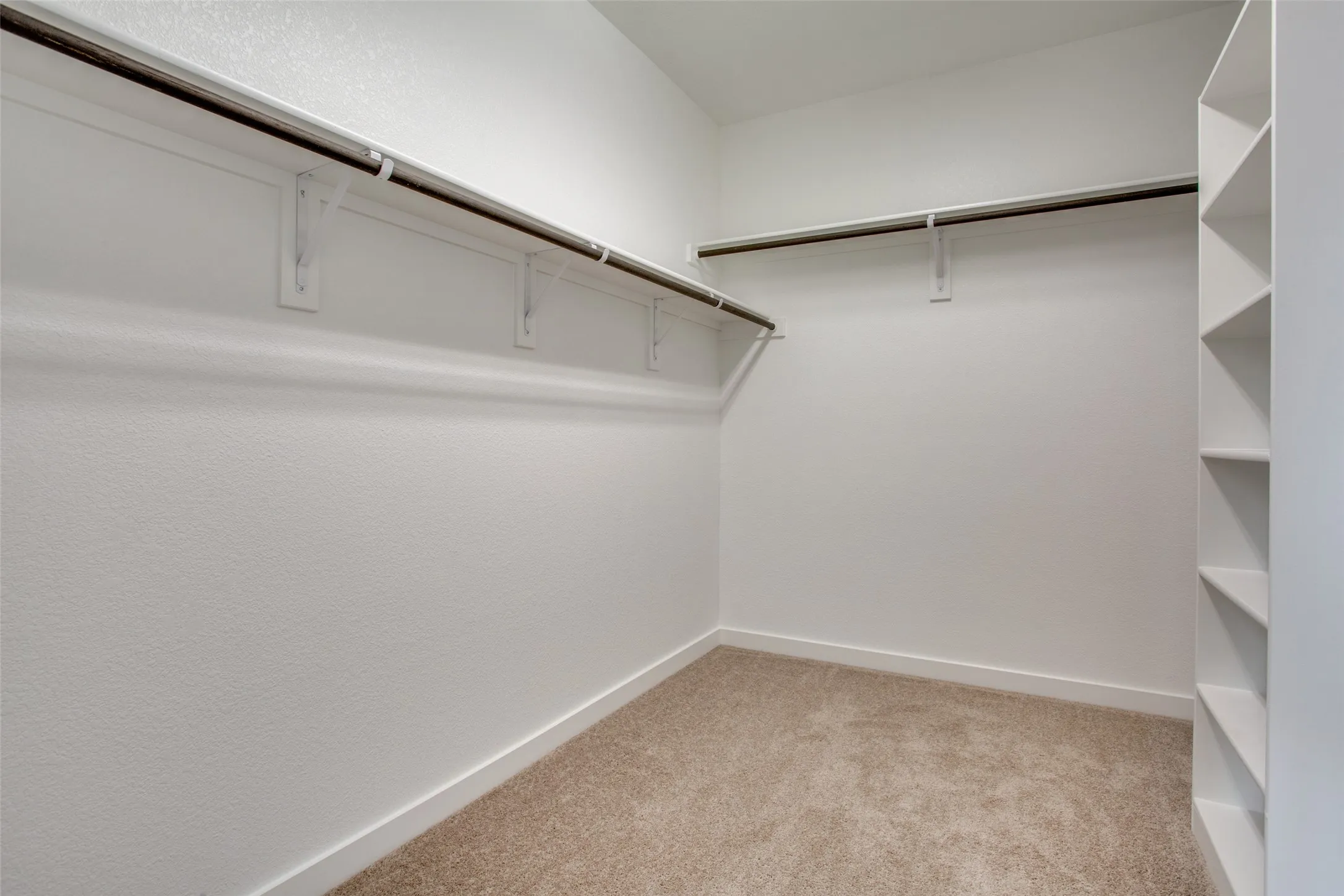 Large walk-in closet with built-in shelves