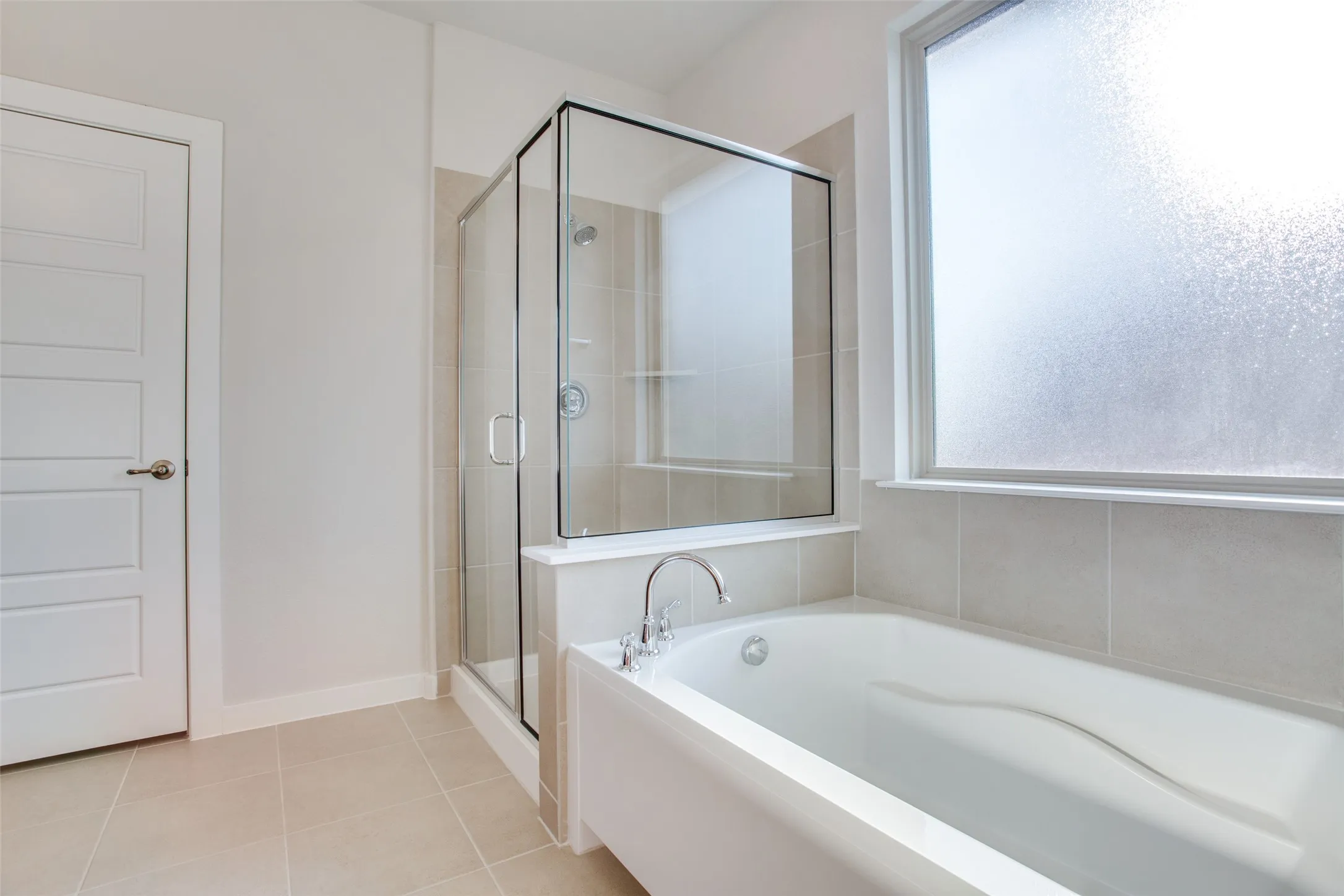 Oversized tub with frosted window for privacy