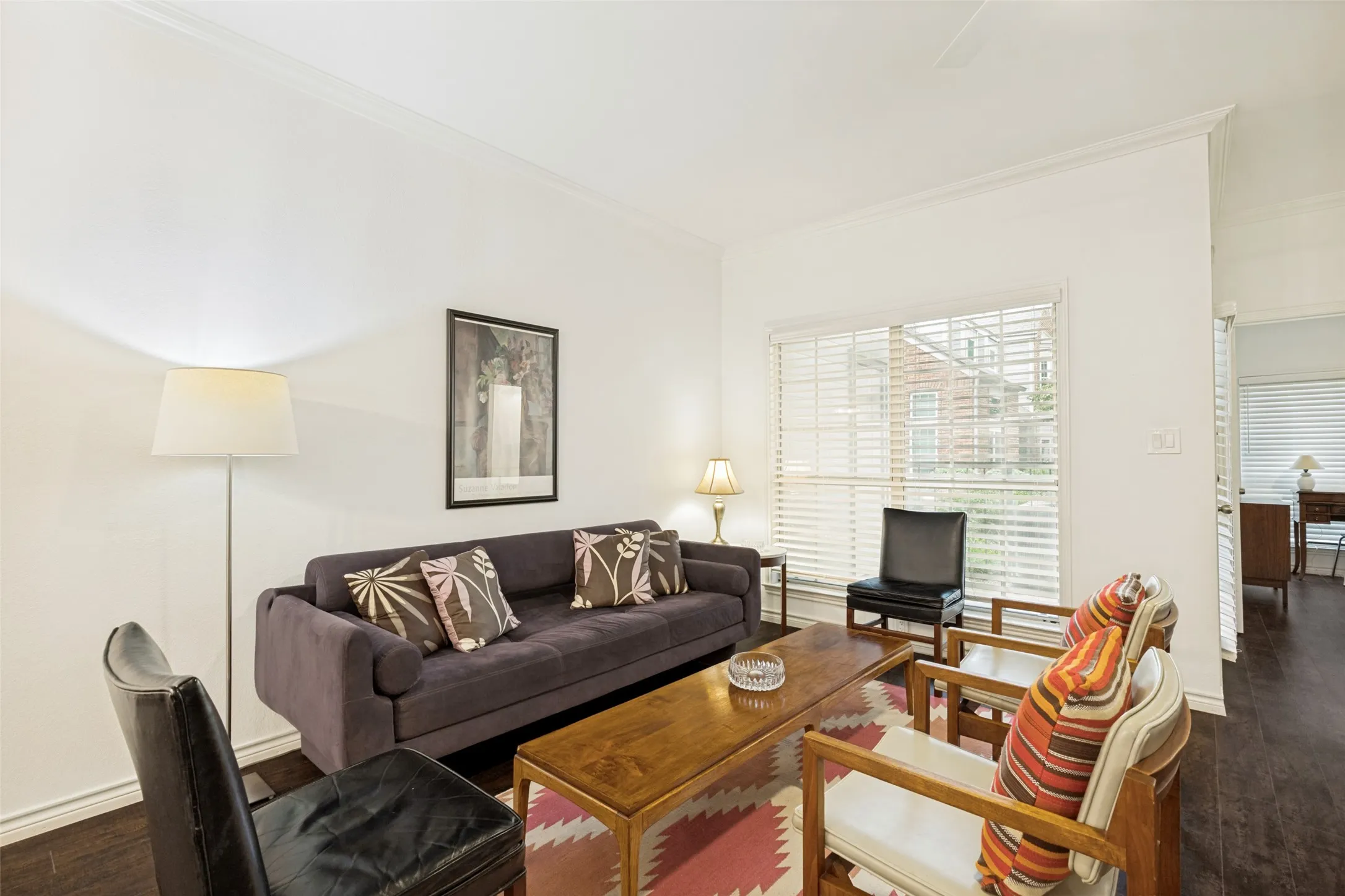 Living area with wood floors