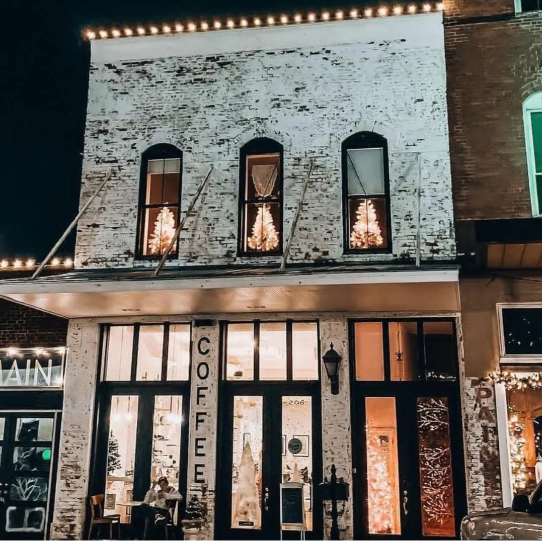 Building elevation at night
