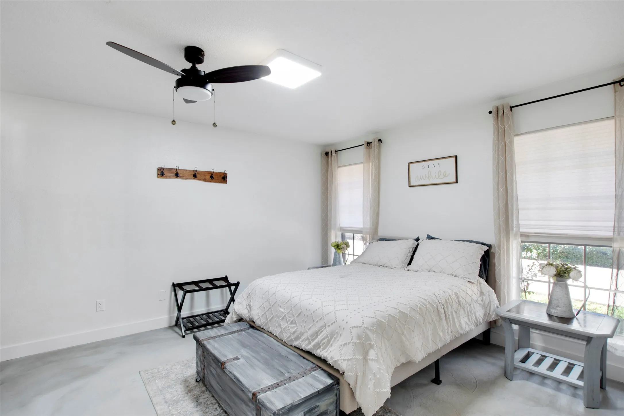 Bedroom featuring ceiling fan